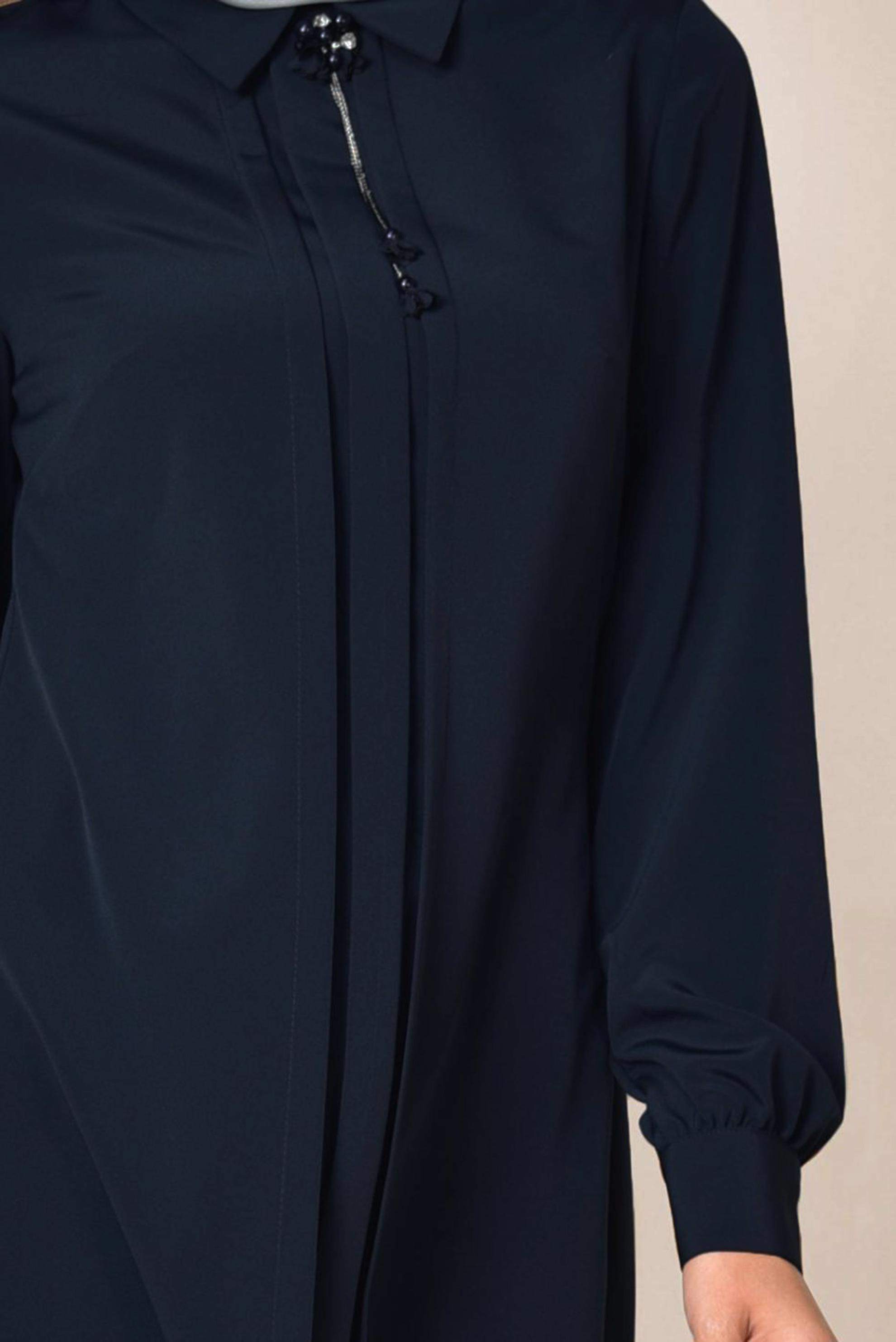 Tesettür giyim LACİVERT ARKADAN FERMUARLI TUNİK 4863