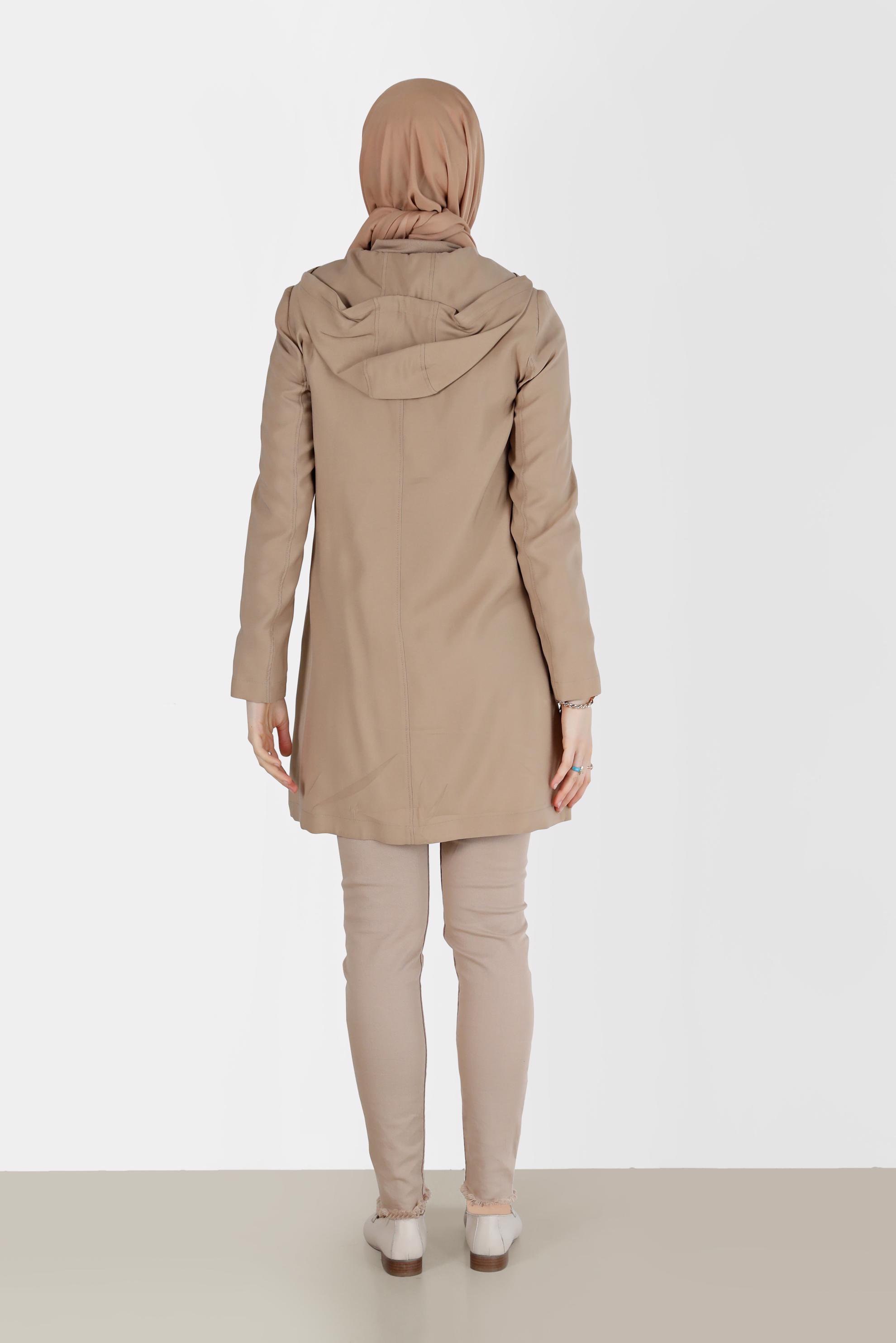 Tesettür giyim KAHVE 10187 50298 TRENÇKOT 36/44