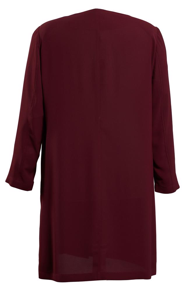Tesettür giyim BORDO NAKIŞ DETAYLI DÜĞMELİ TRENÇKOT 10234 - ALVİNA