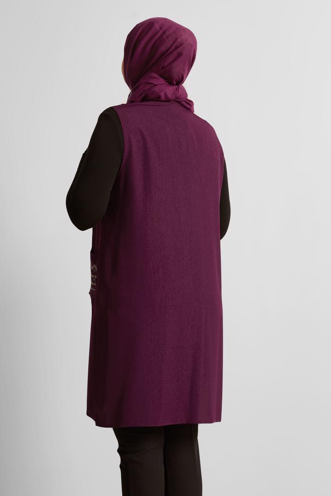 Tesettür giyim MOR İŞLEME DETAYLI YELEK 40848 - ALVİNA