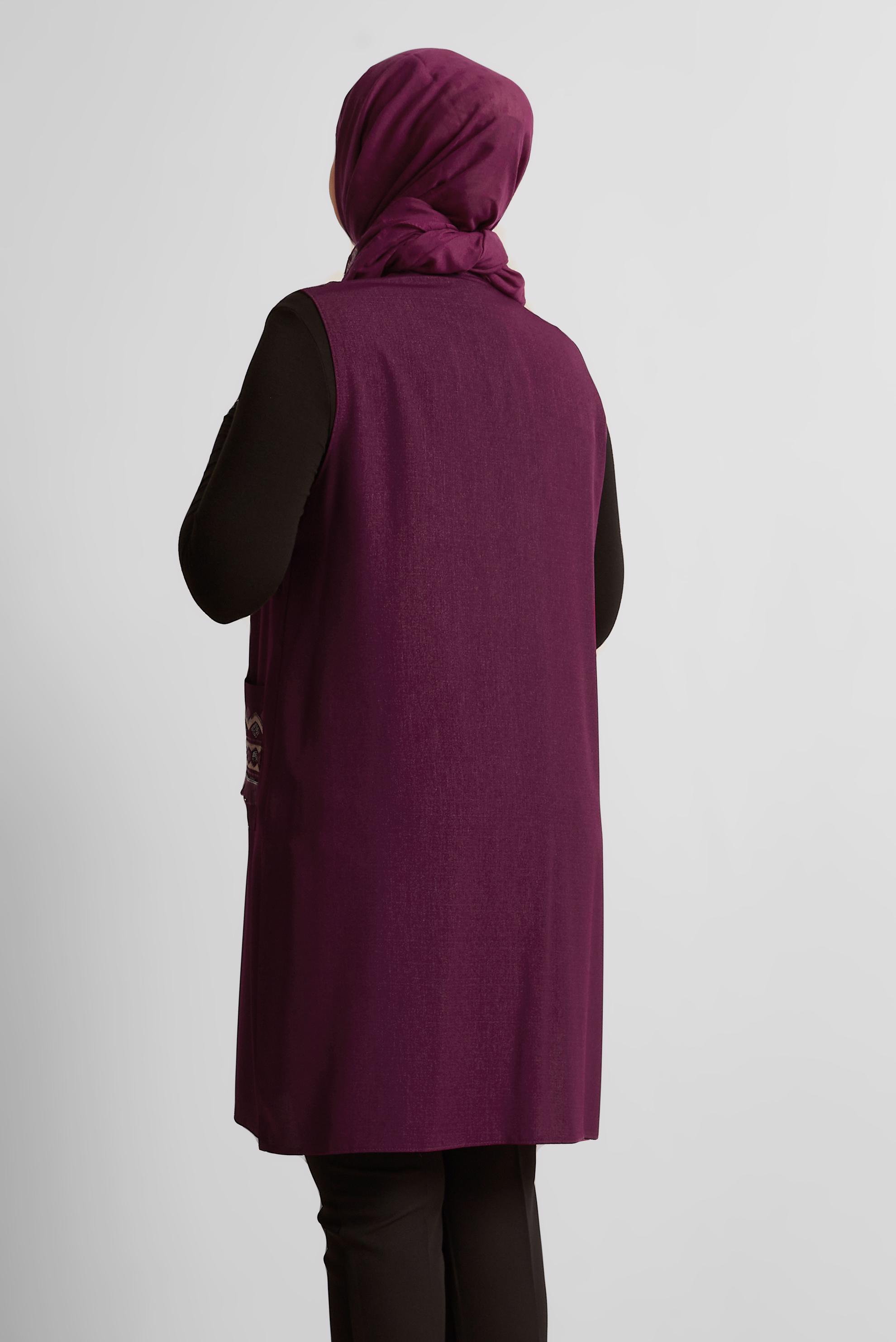 Tesettür giyim MOR İŞLEME DETAYLI YELEK 40848