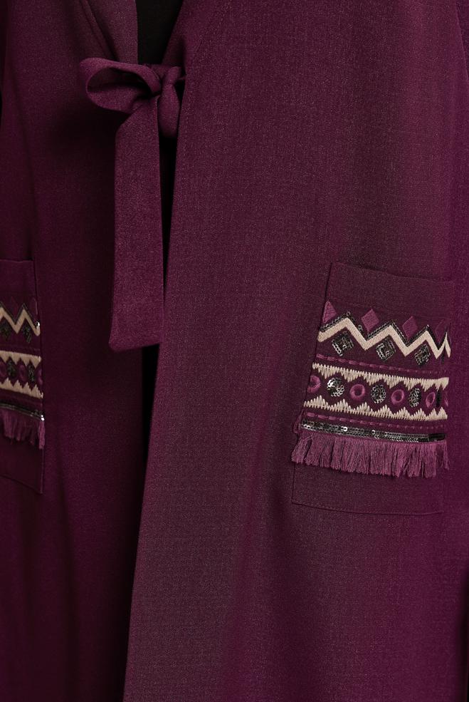 Tesettür giyim MOR İŞLEME DETAYLI YELEK 40848 - ALVİNA