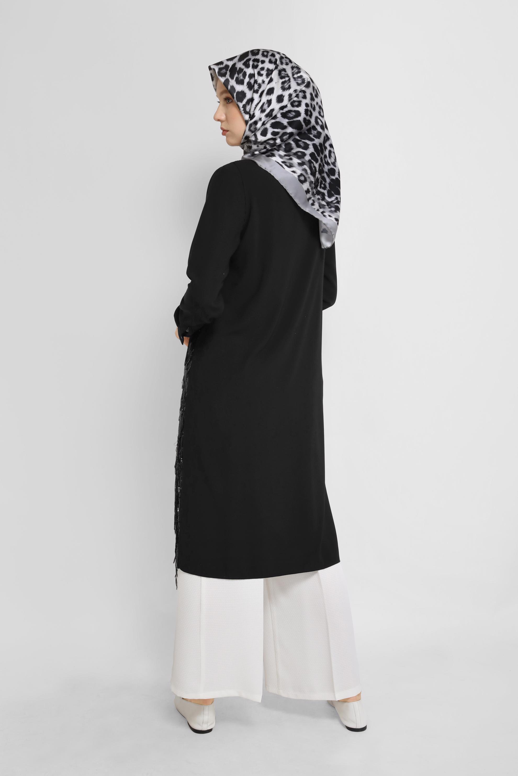 Tesettür giyim SİYAH PUL PAYET PÜSKÜLLÜ YELEK 40871