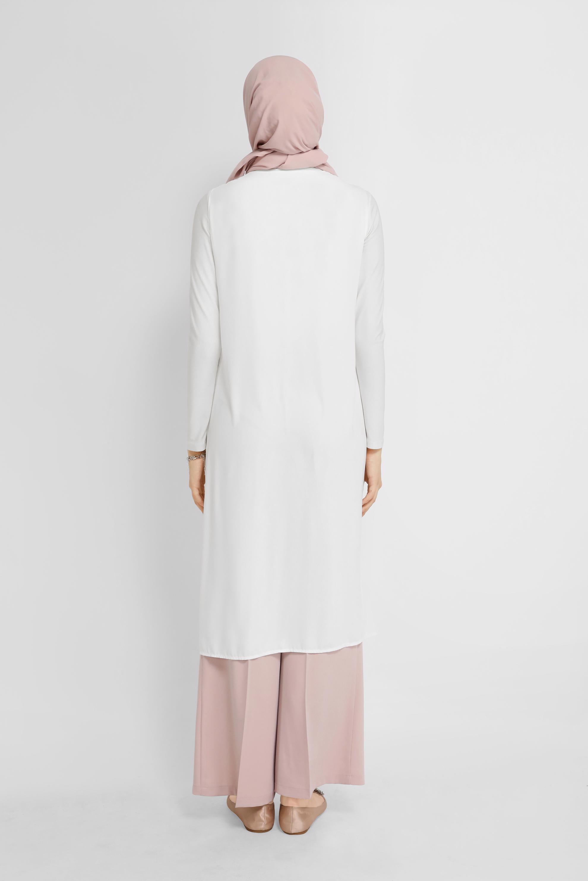 Hijab clothing ECRU FRINGE DETAIL SEQUINED VEST 40871 