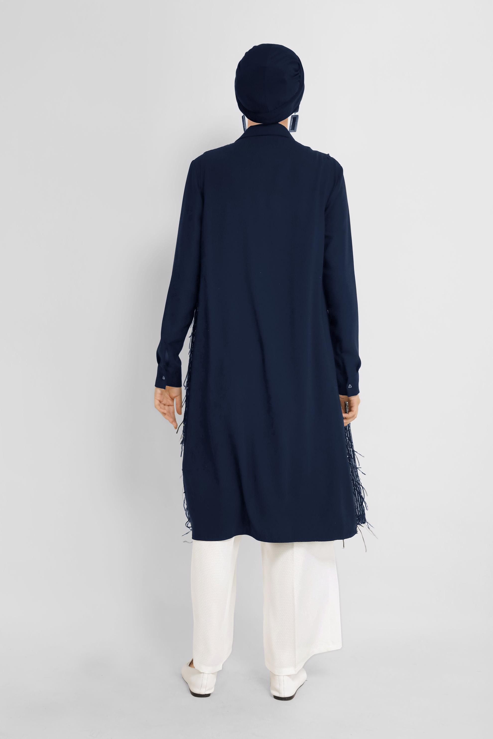 Tesettür giyim LACİVERT PUL PAYET PÜSKÜLLÜ YELEK 40871