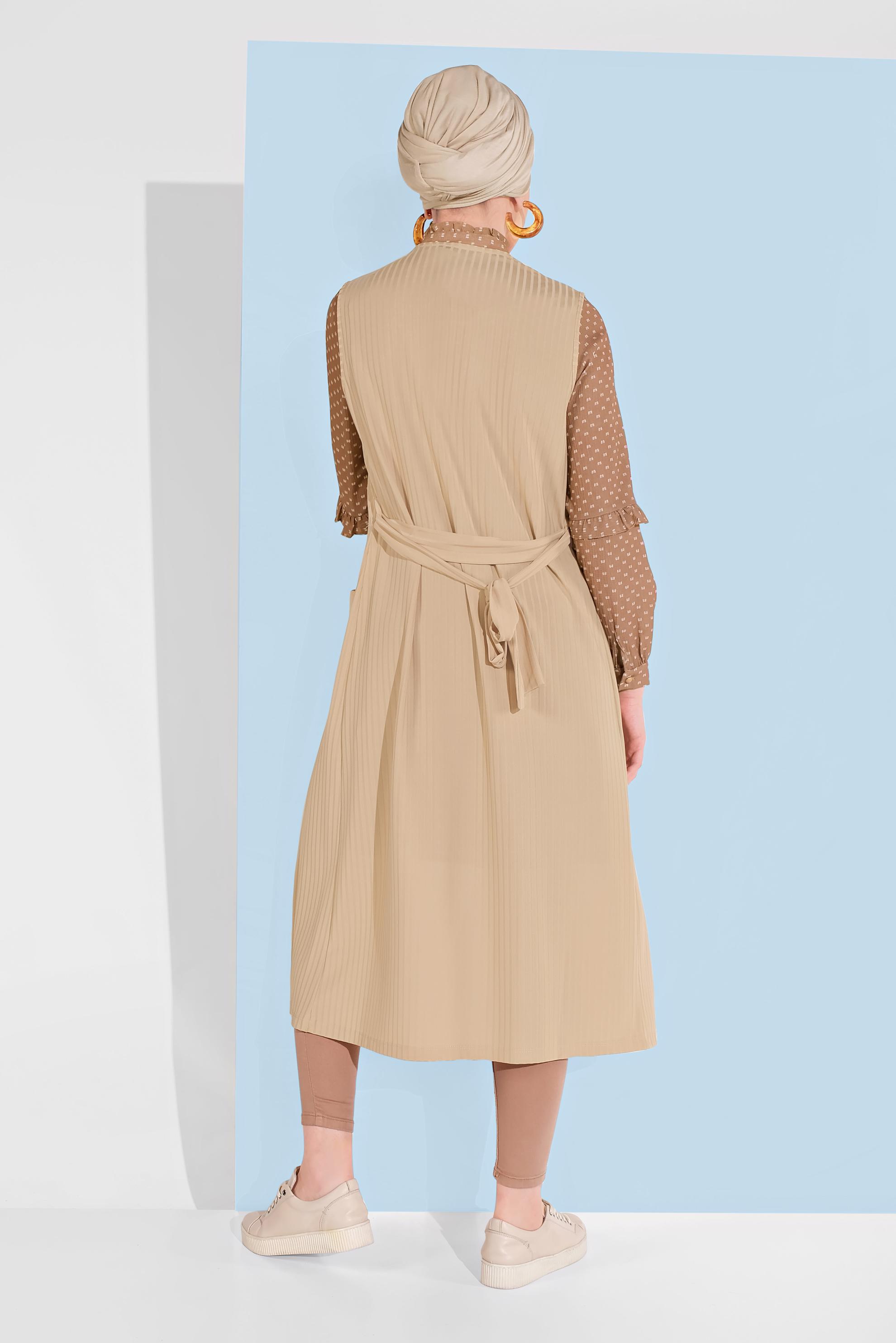 Hijab clothing BEIGE BELTED VEST 4182 