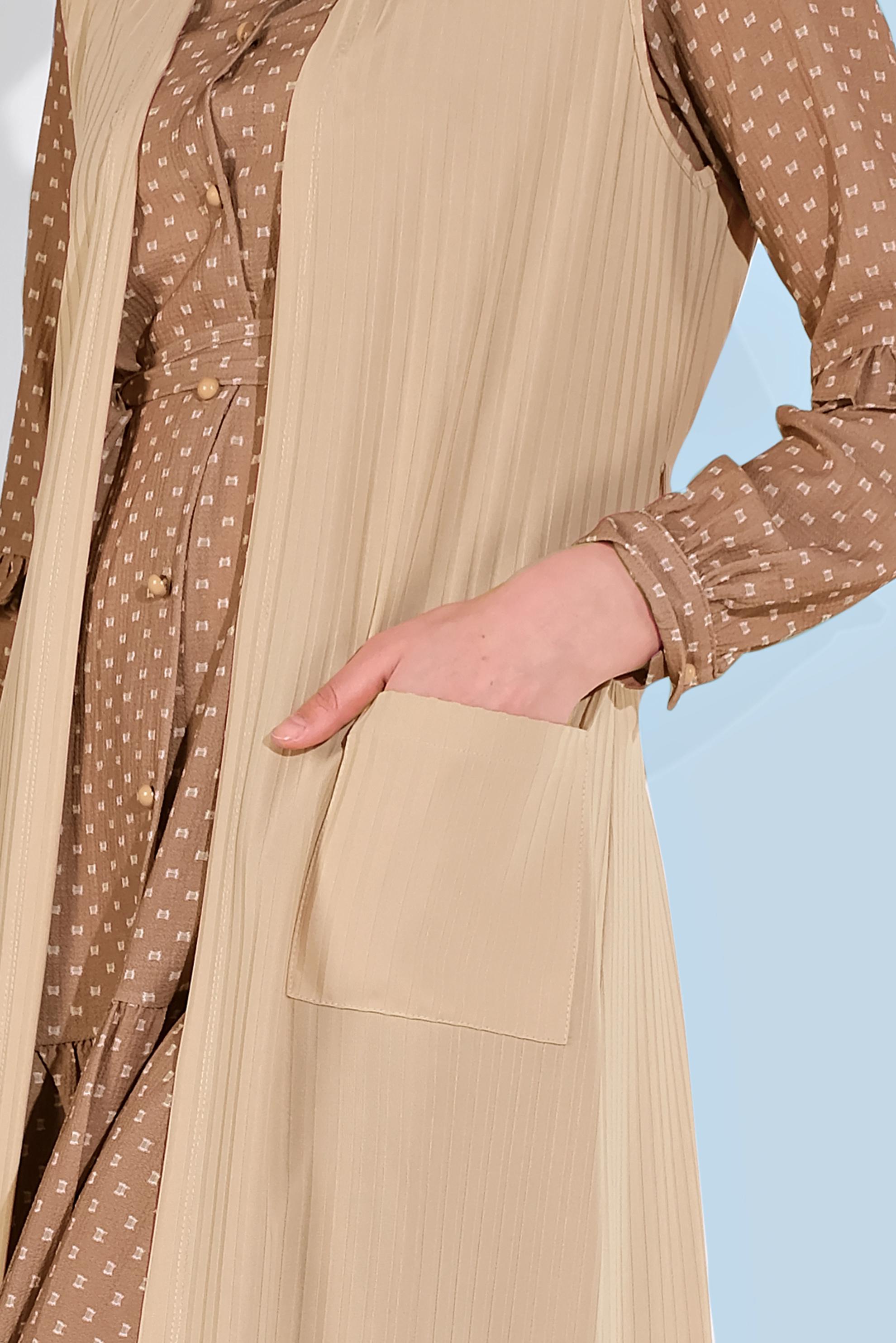 Hijab clothing BEIGE BELTED VEST 4182 