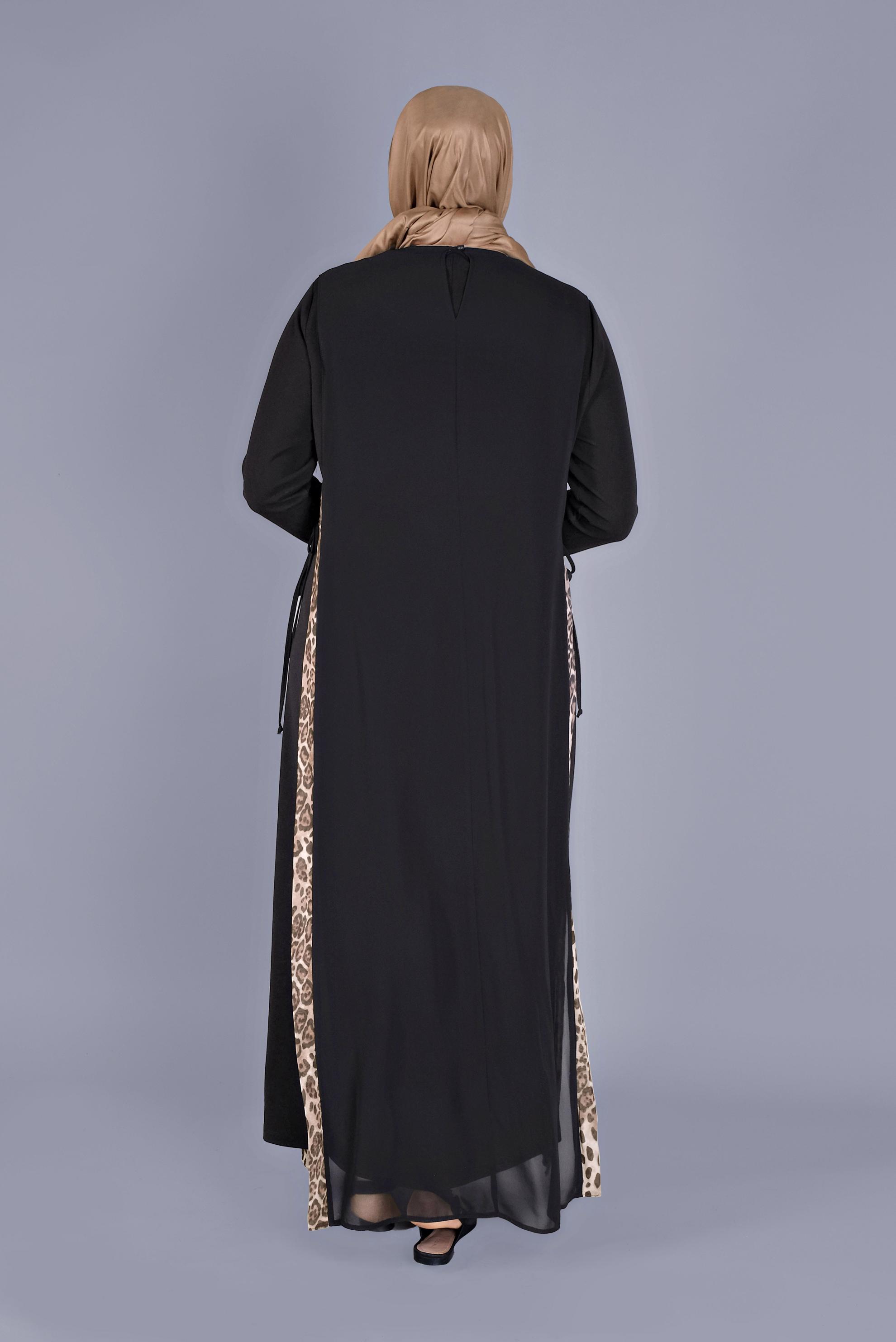 Hijab clothing BLACK ANIMAL PRINT DRESS SUIT 20112 
