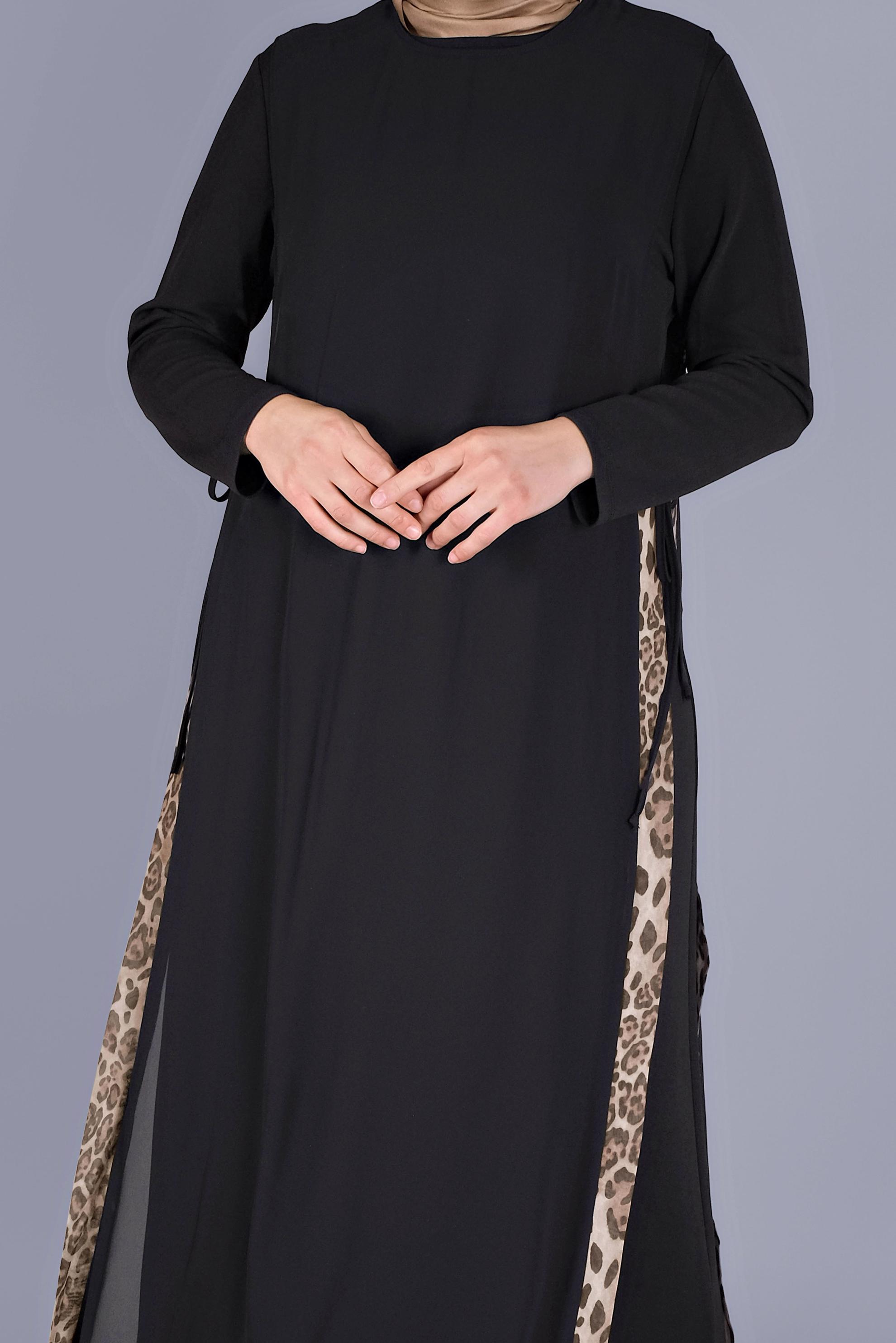 Hijab clothing BLACK ANIMAL PRINT DRESS SUIT 20112 