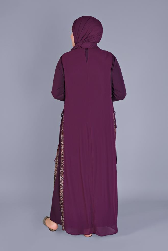 Vêtements hijab POURPRE COSTUME & ROBE IMPRIMÉS LÉOPARD 20112 - ALVİNA