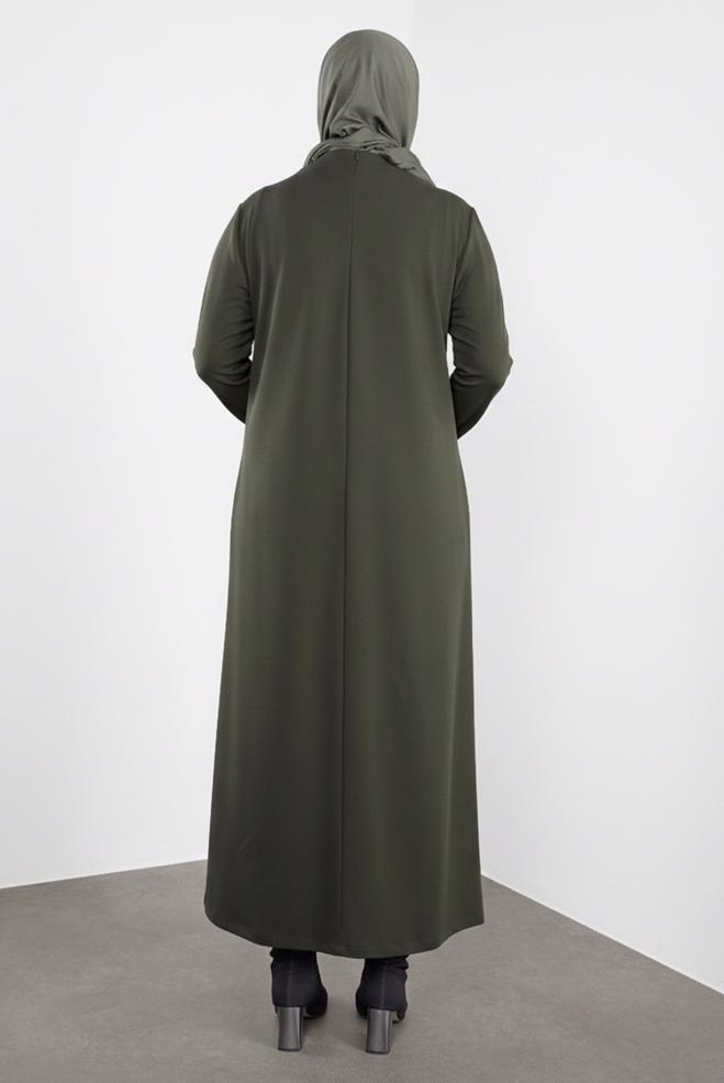 Hijab clothing KHAKI EMBELLISHED DRESS 20119 - ALVİNA