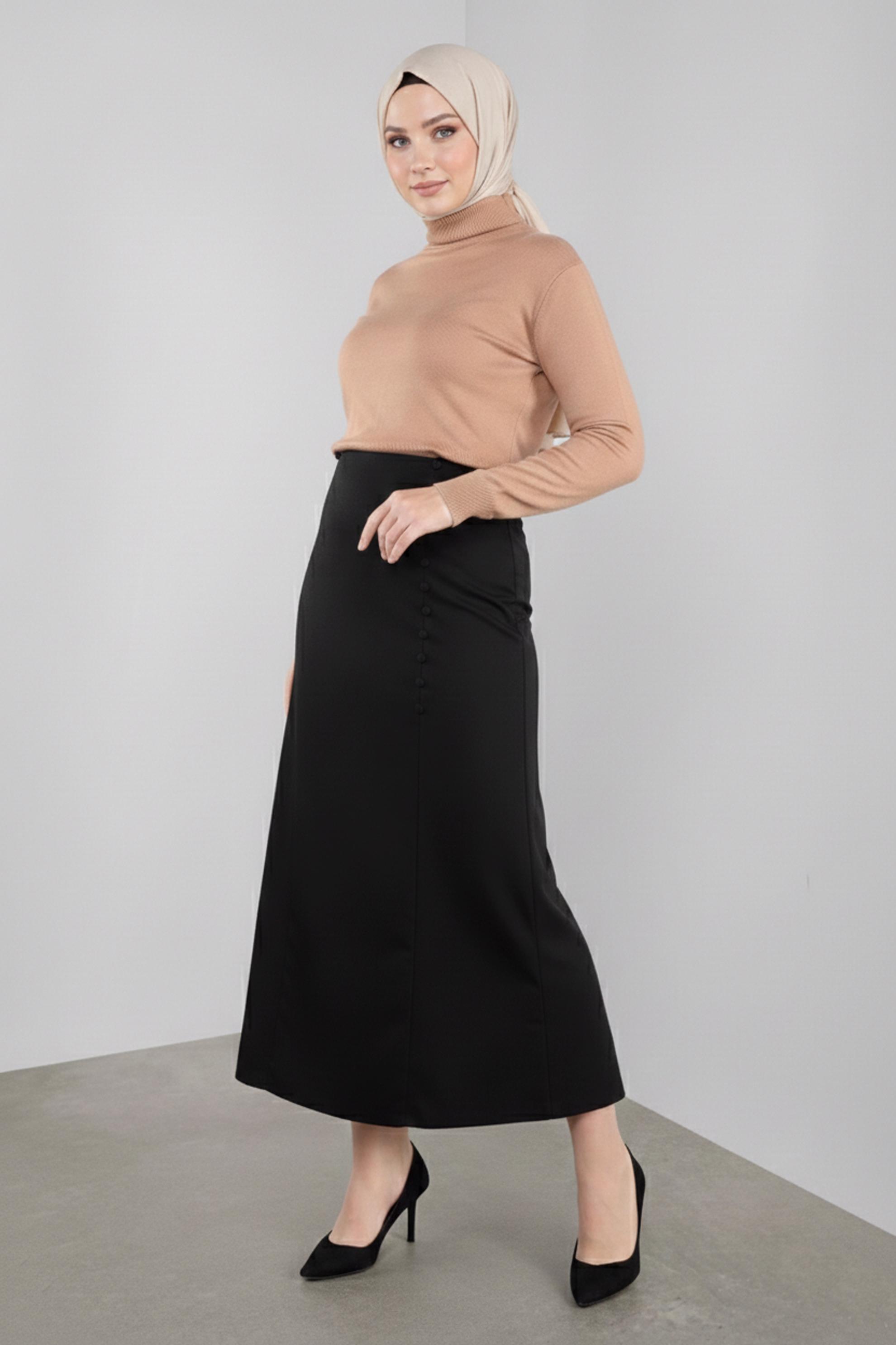 Hijab clothing BLACK BUTTONED SKIRT 60125 