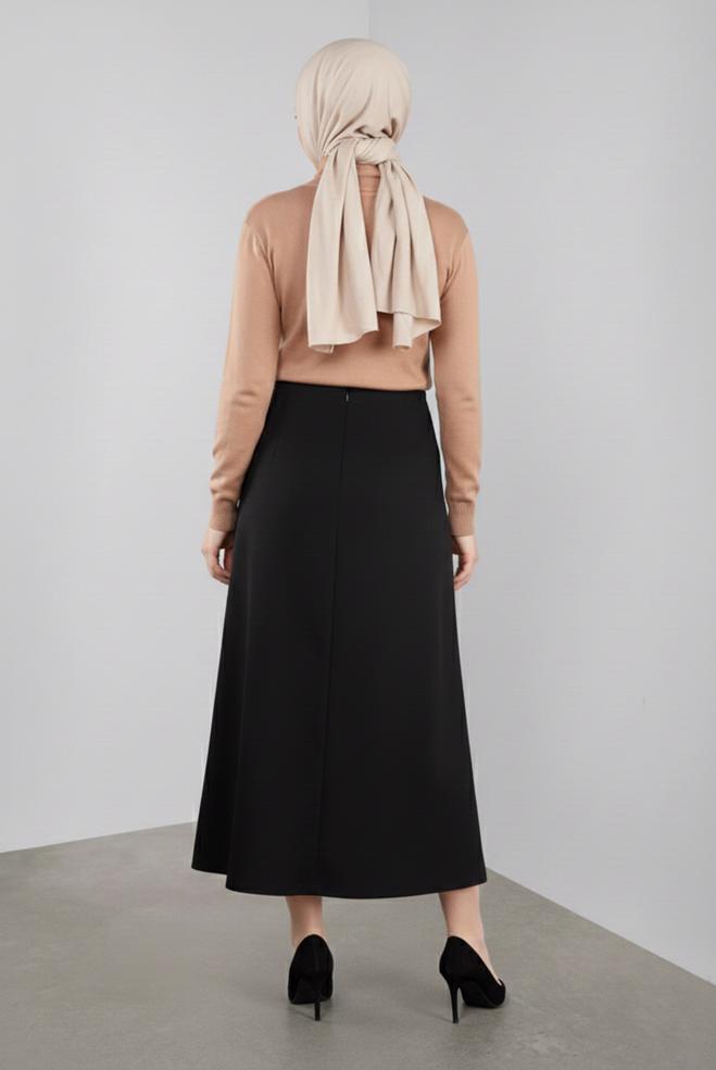 Vêtements hijab NOIR JUPE À BOUTONNÉE 60125  - ALVİNA