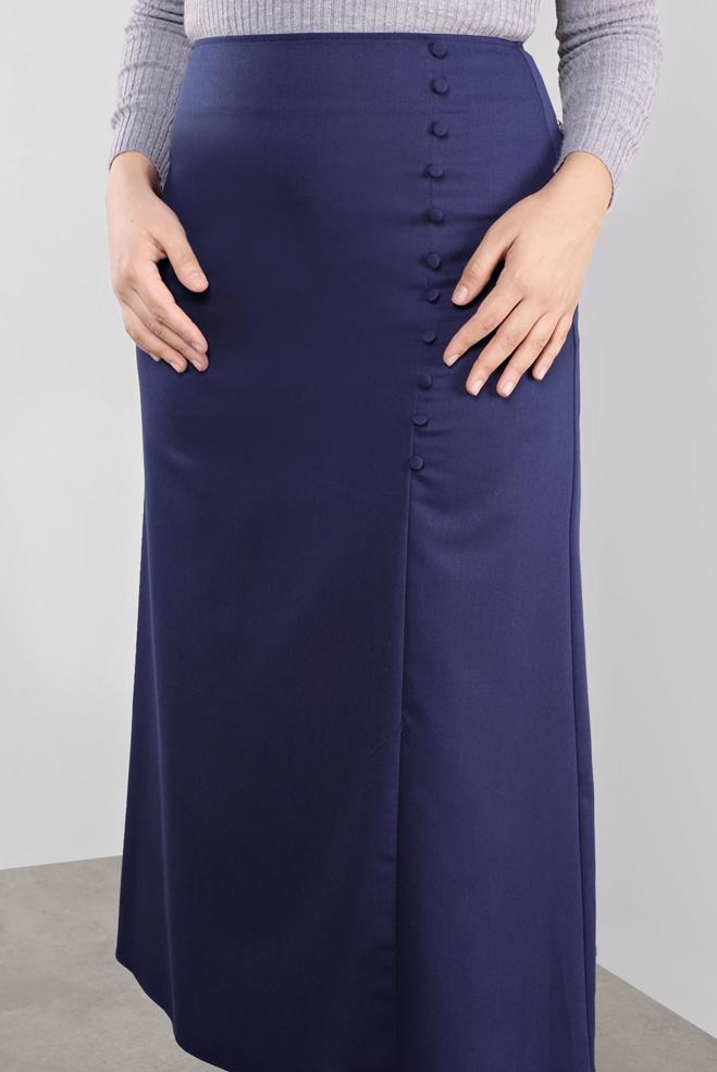Vêtements hijab BLEU MARINE JUPE À BOUTONNÉE 60125  - ALVİNA