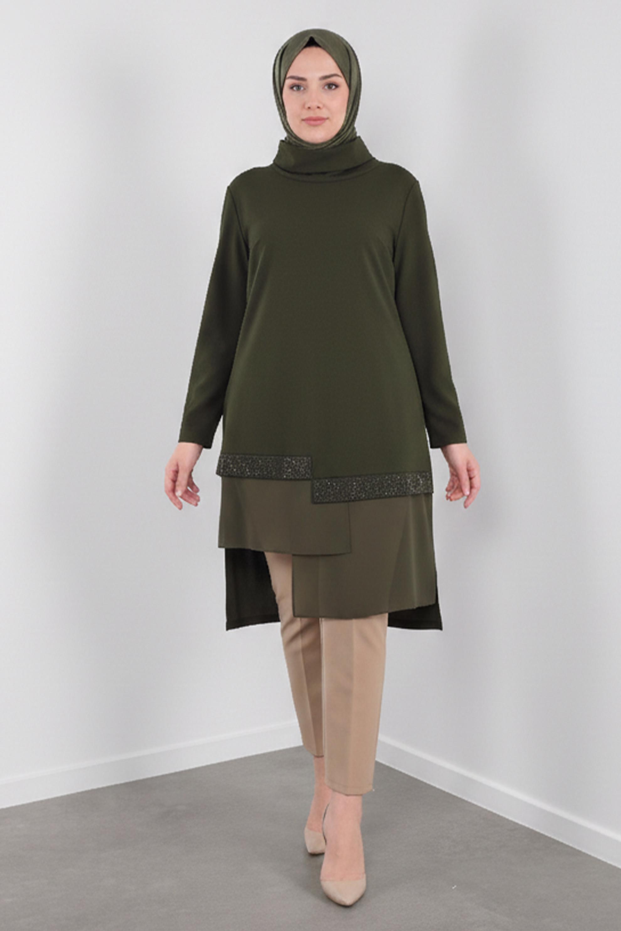 Tesettür giyim BEJ ARA BEL PANTOLON 70129 