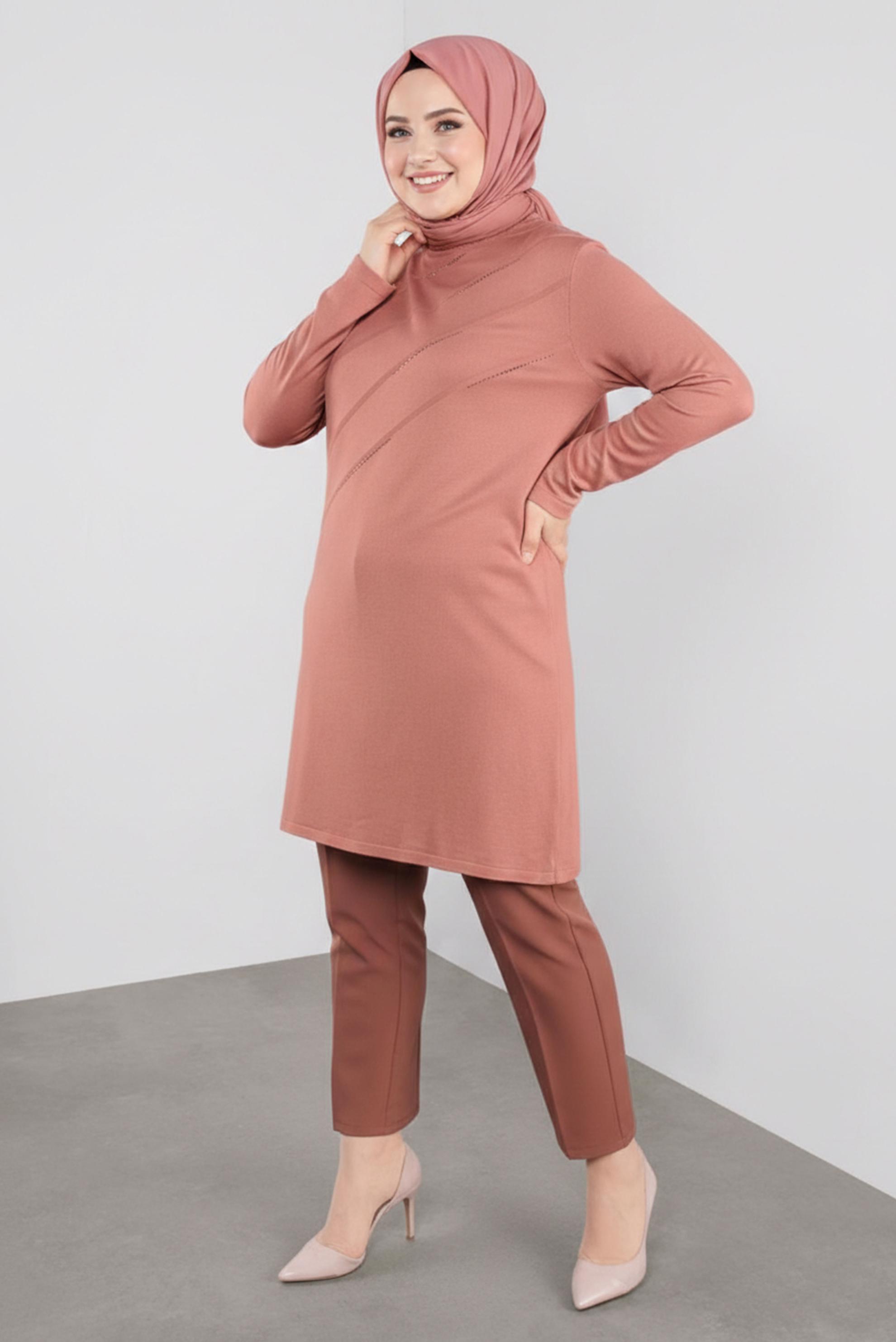 Tesettür giyim TURUNCU ARA BEL PANTOLON 70129 