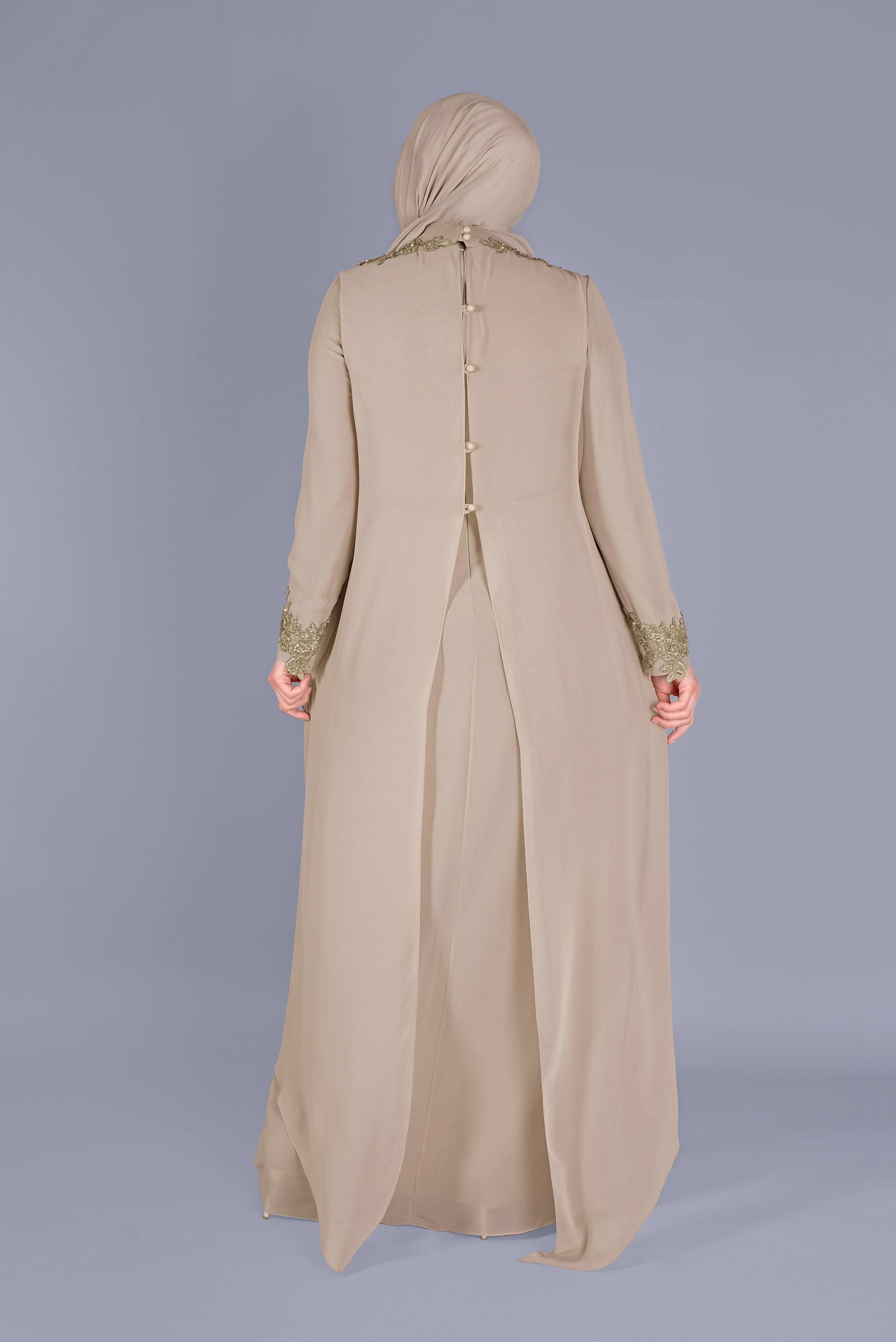 Vêtements hijab VISON ROBE DE SOIRÉE MOUSSELINE BRODÉE DENTELLE 50114