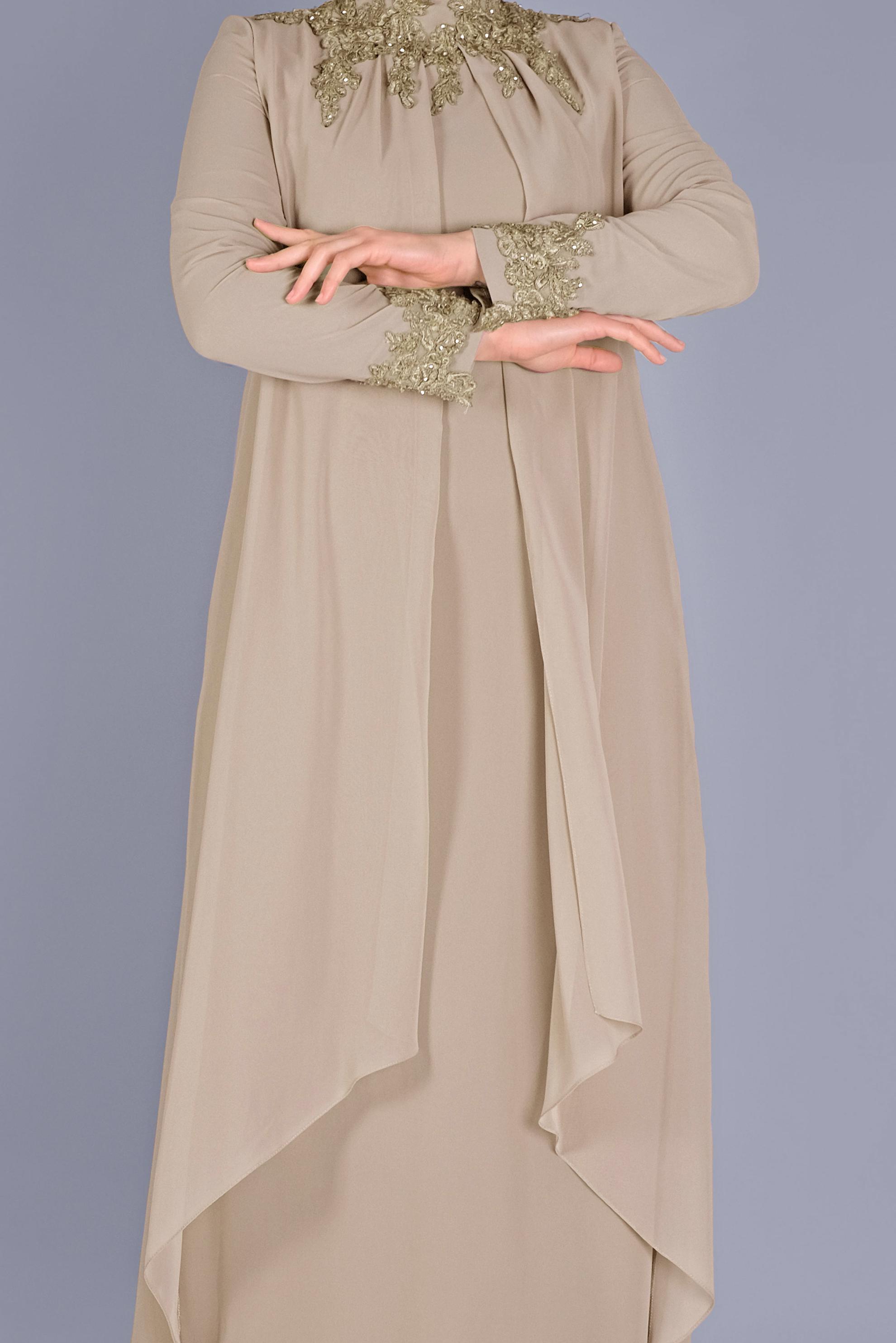 Vêtements hijab VISON ROBE DE SOIRÉE MOUSSELINE BRODÉE DENTELLE 50114