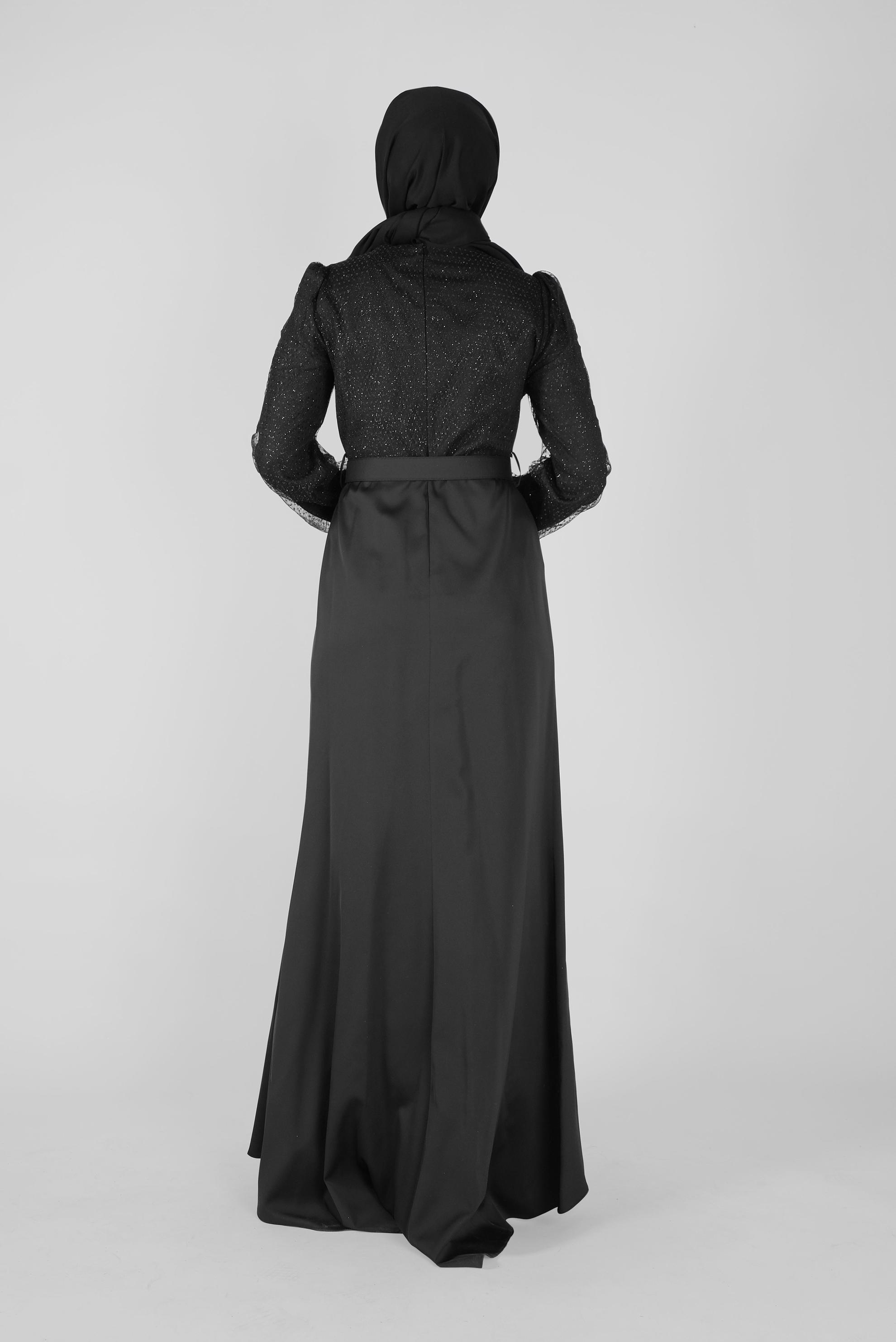 Hijab clothing BLACK SILVERY EVENING DRESS 50117 