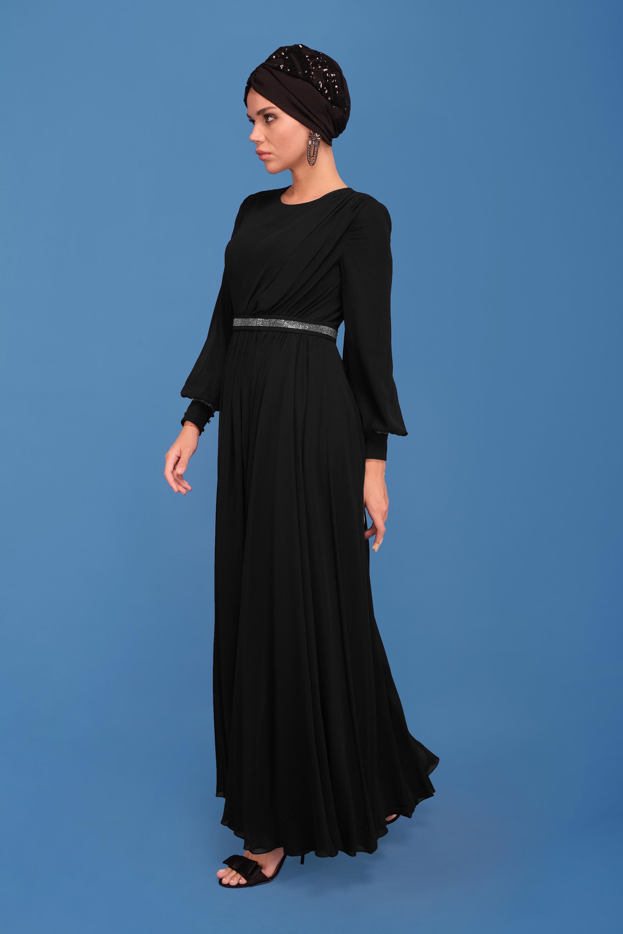 Hijab clothing BLACK STONE PRINTED EVENING DRESS 50154 