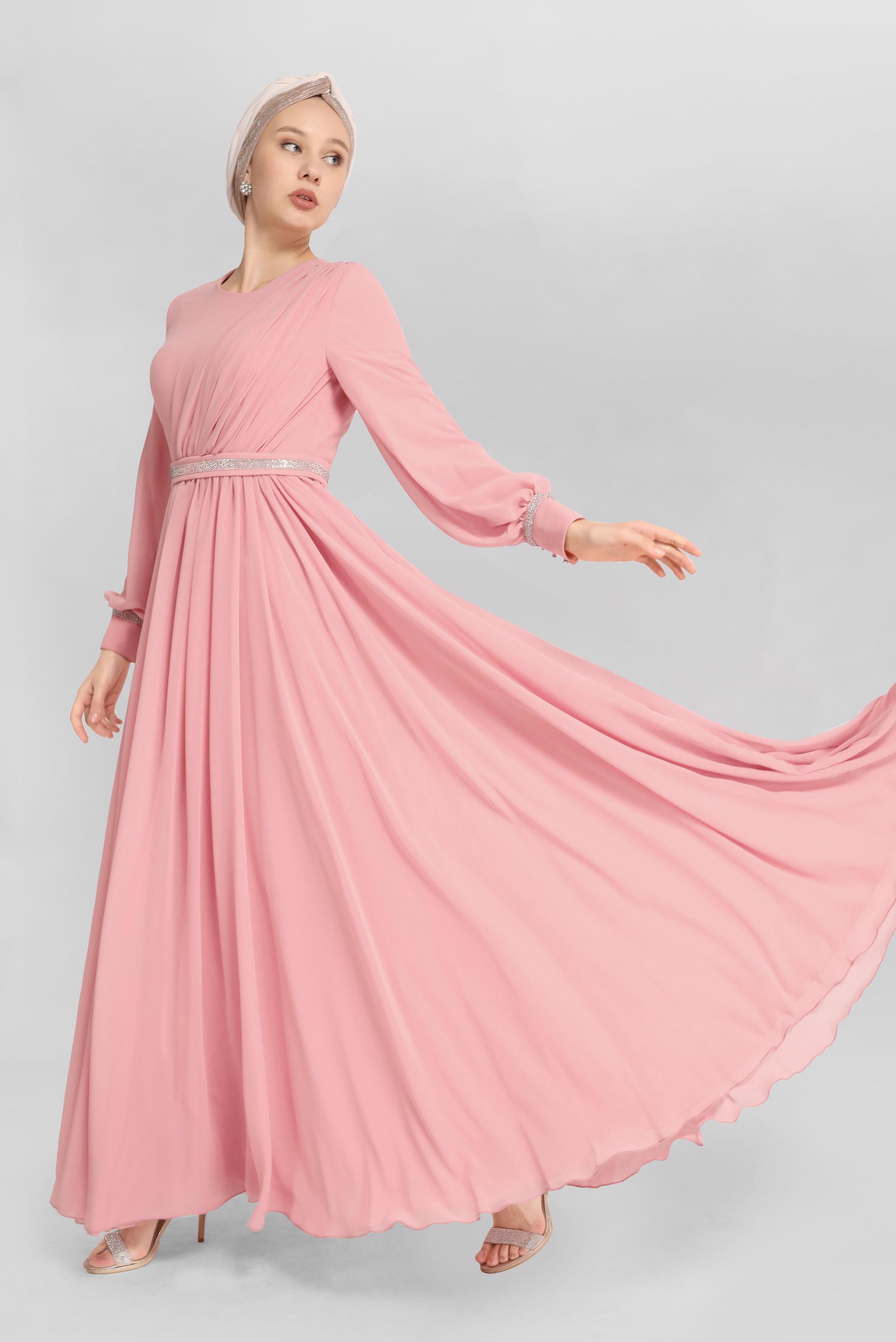 Hijab clothing POWDER STONE PRINTED EVENING DRESS 50154 