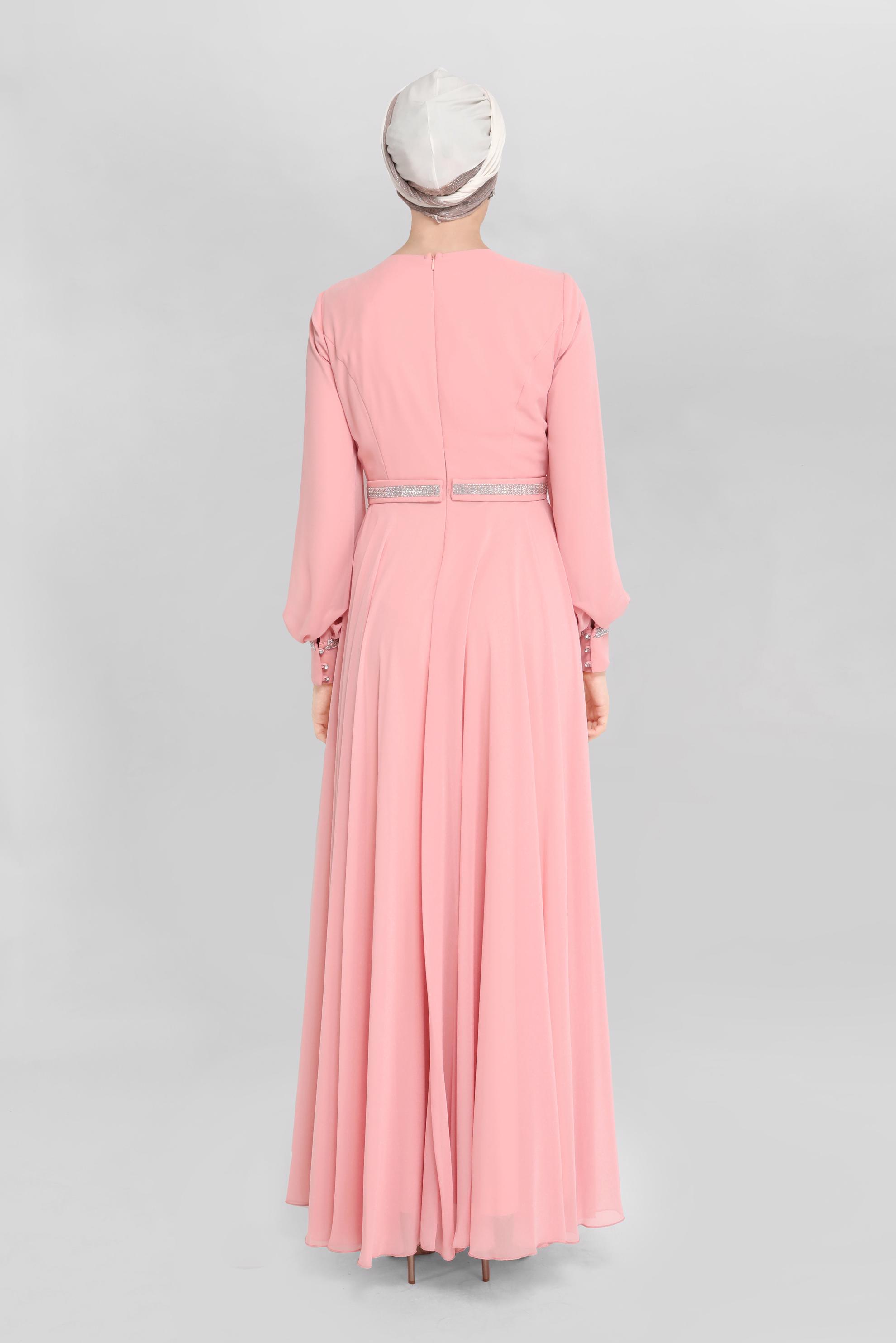 Hijab clothing POWDER STONE PRINTED EVENING DRESS 50154 