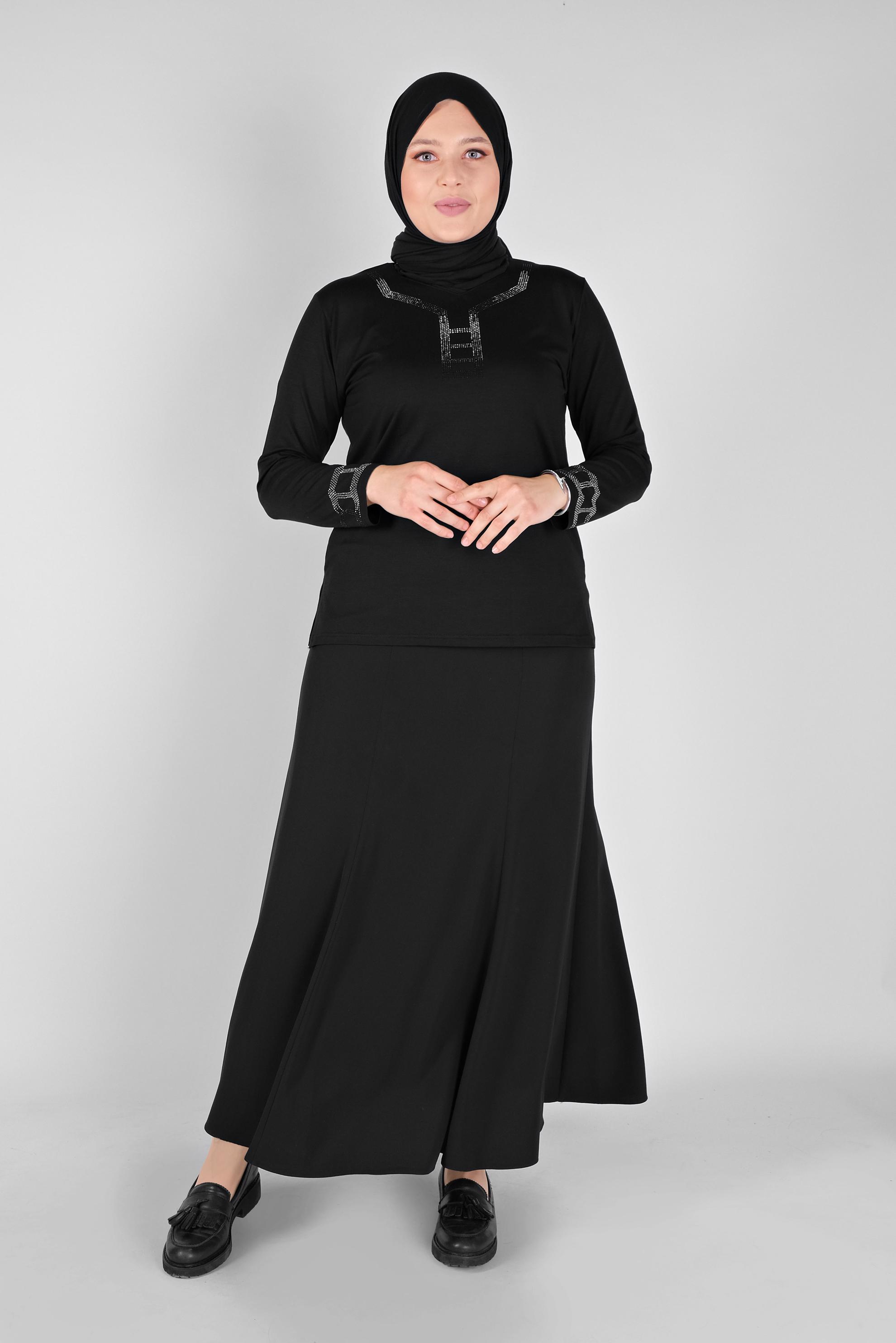 Vêtements hijab NOIR BLOUSE EN VISCOSE IMPRIMÉ PIERRE 20150
