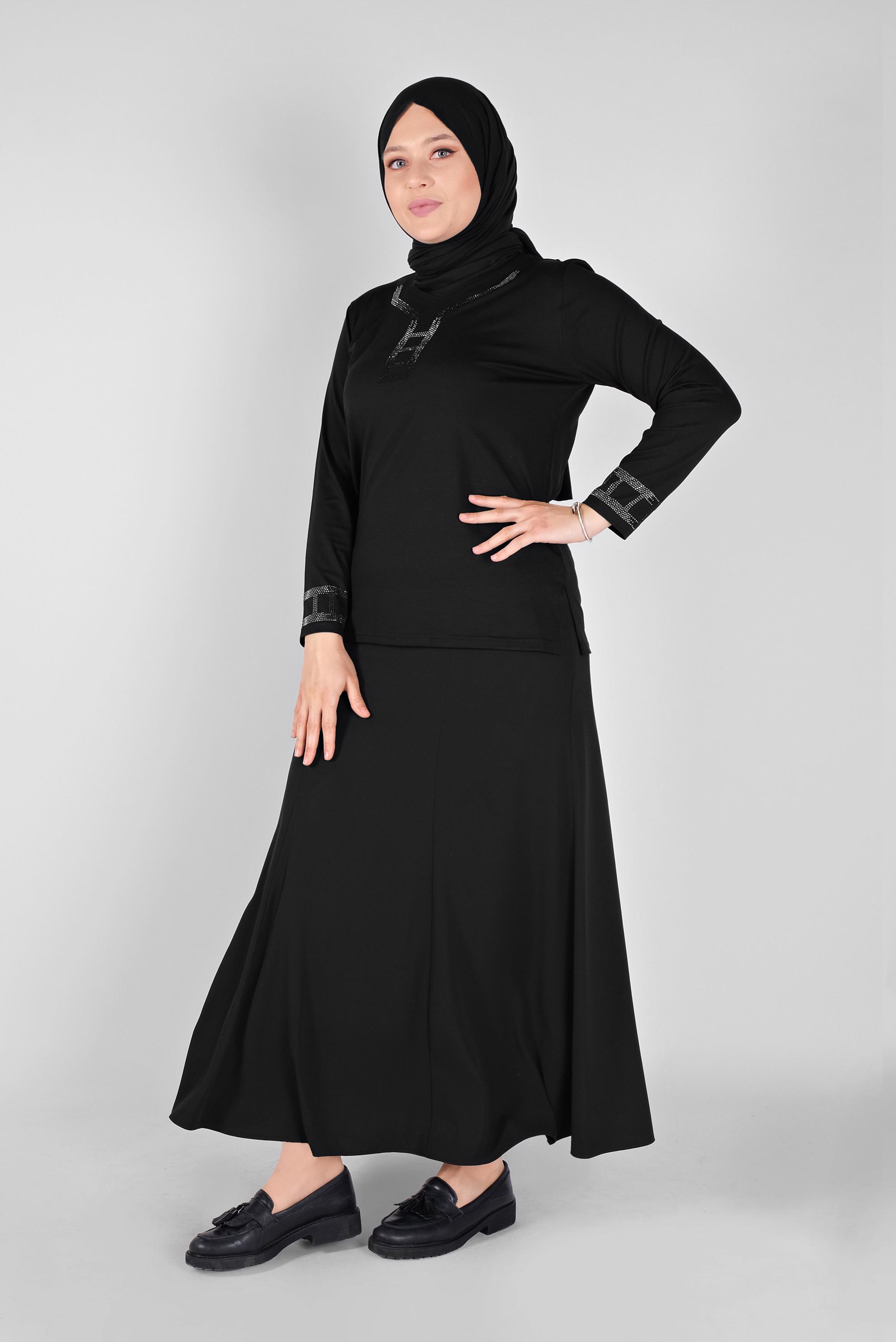 Vêtements hijab NOIR BLOUSE EN VISCOSE IMPRIMÉ PIERRE 20150