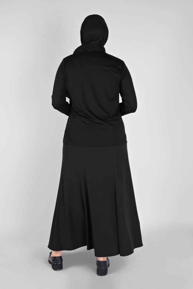 Tesettür giyim SİYAH TAŞ İŞLEMELİ VİSKON BLUZ 20150  - ALVİNA