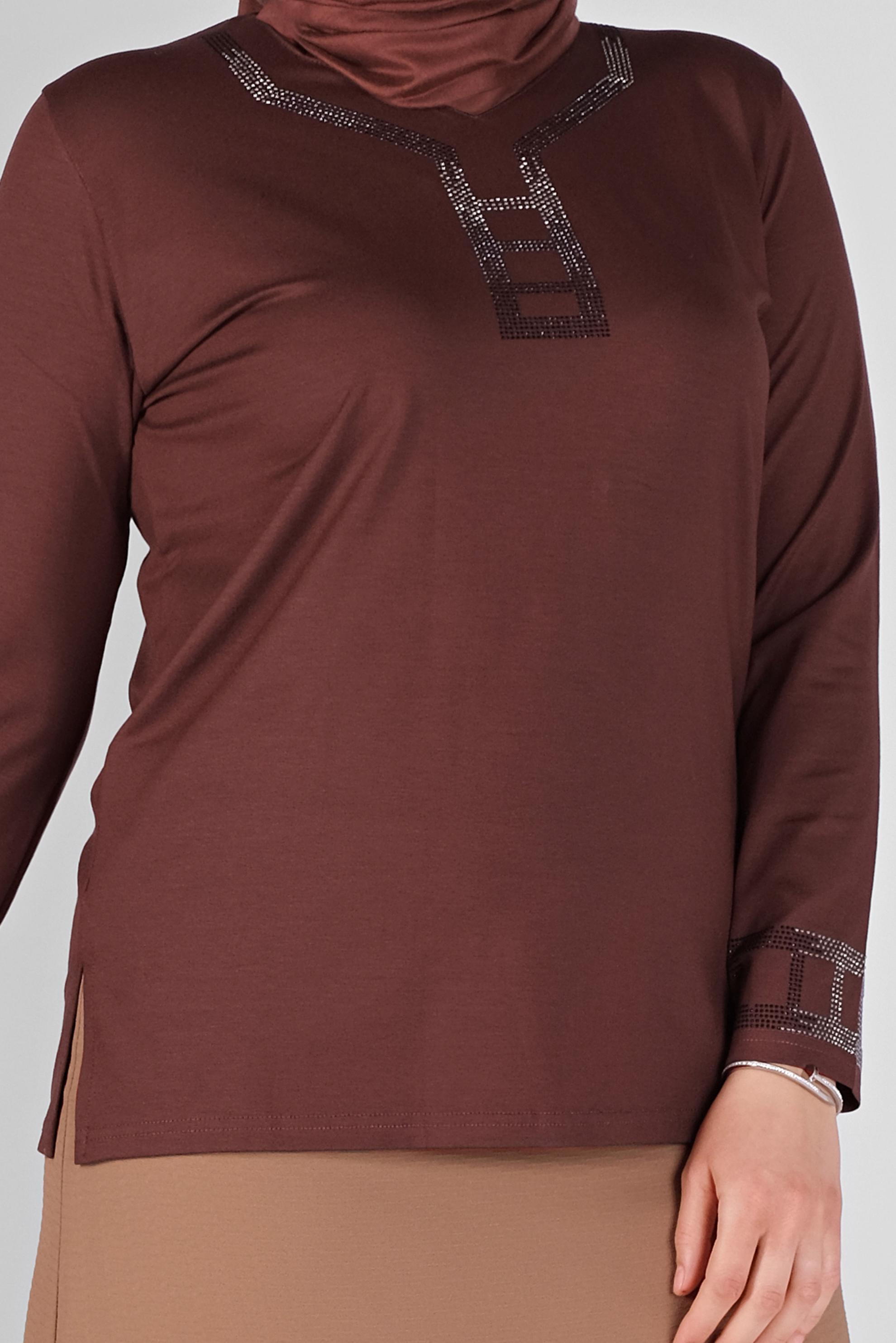 Tesettür giyim TURUNCU TAŞ İŞLEMELİ VİSKON BLUZ 20150 