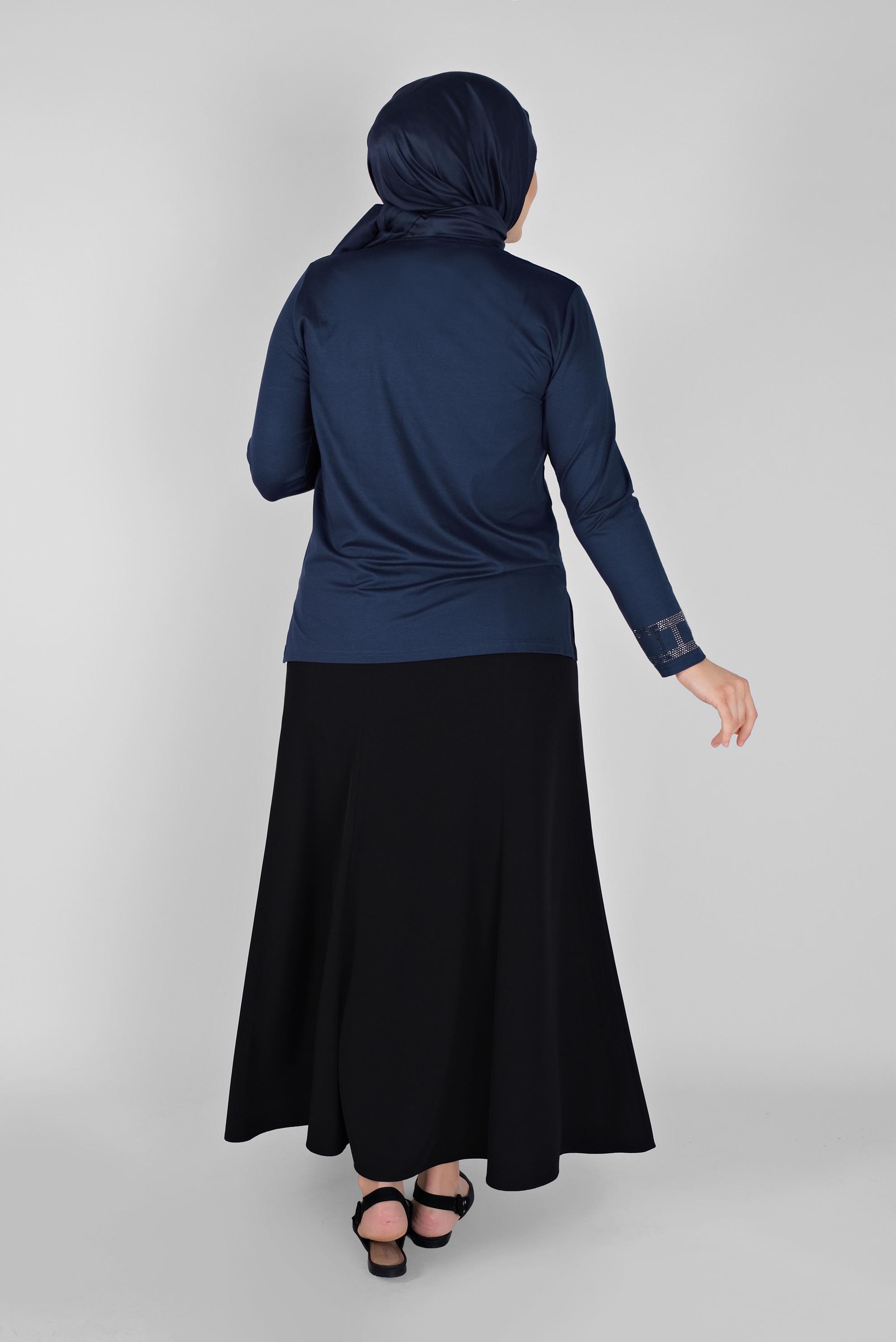 Tesettür giyim LACİVERT TAŞ İŞLEMELİ VİSKON BLUZ 20150 