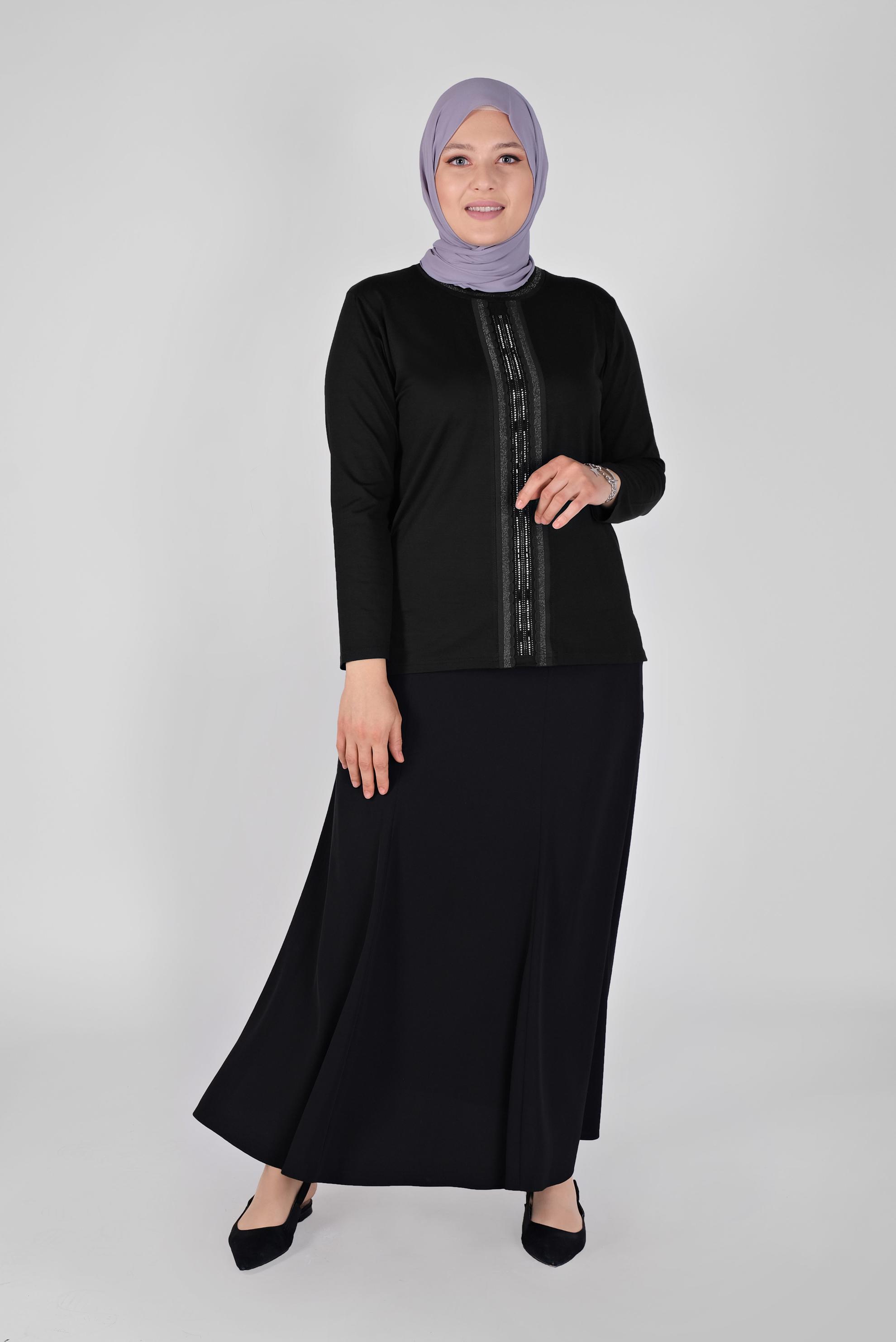 Tesettür giyim SİYAH TAŞ BASKILI BLUZ  20153