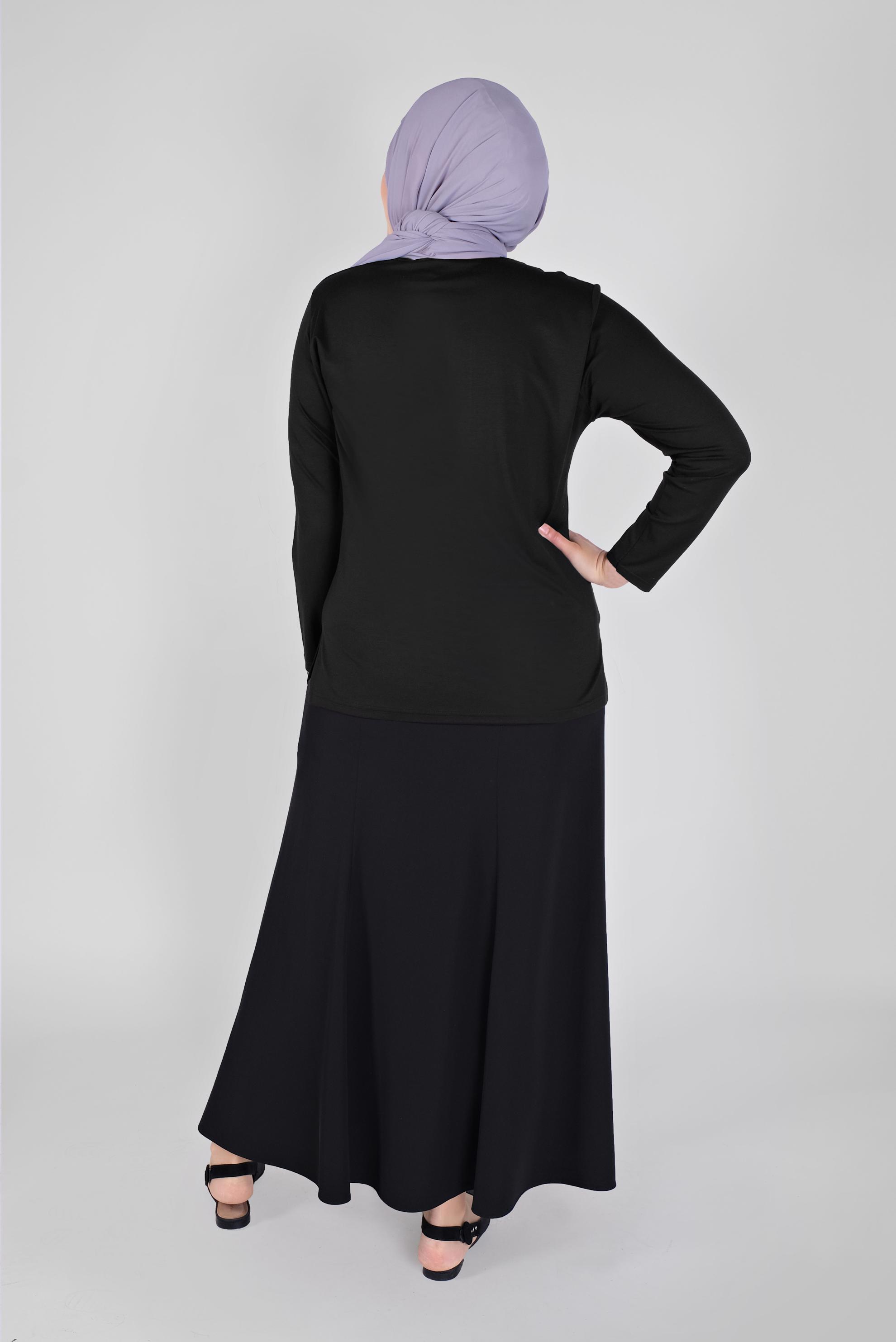 Tesettür giyim SİYAH TAŞ BASKILI BLUZ  20153