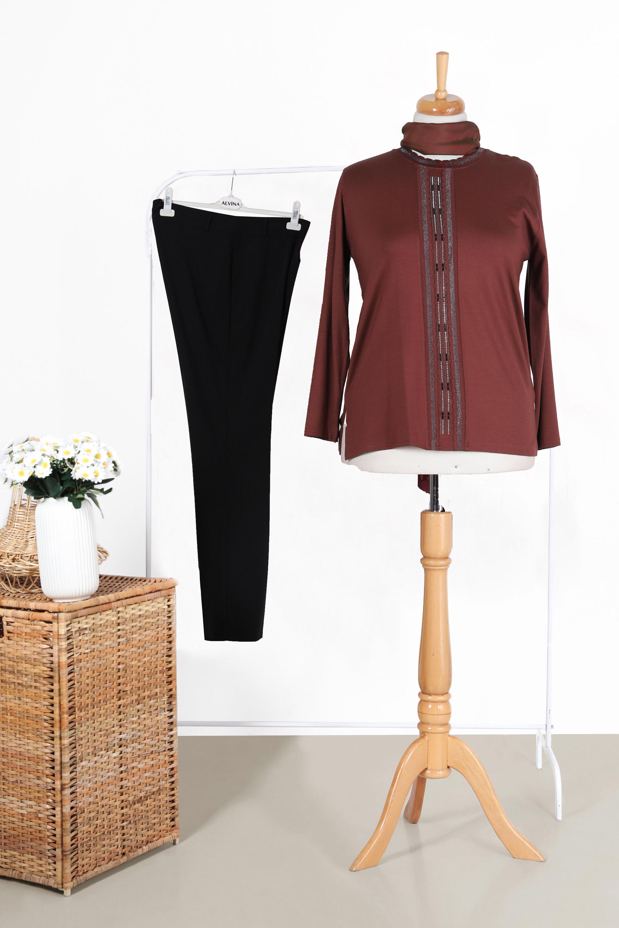 Tesettür giyim TURUNCU TAŞ BASKILI BLUZ  20153