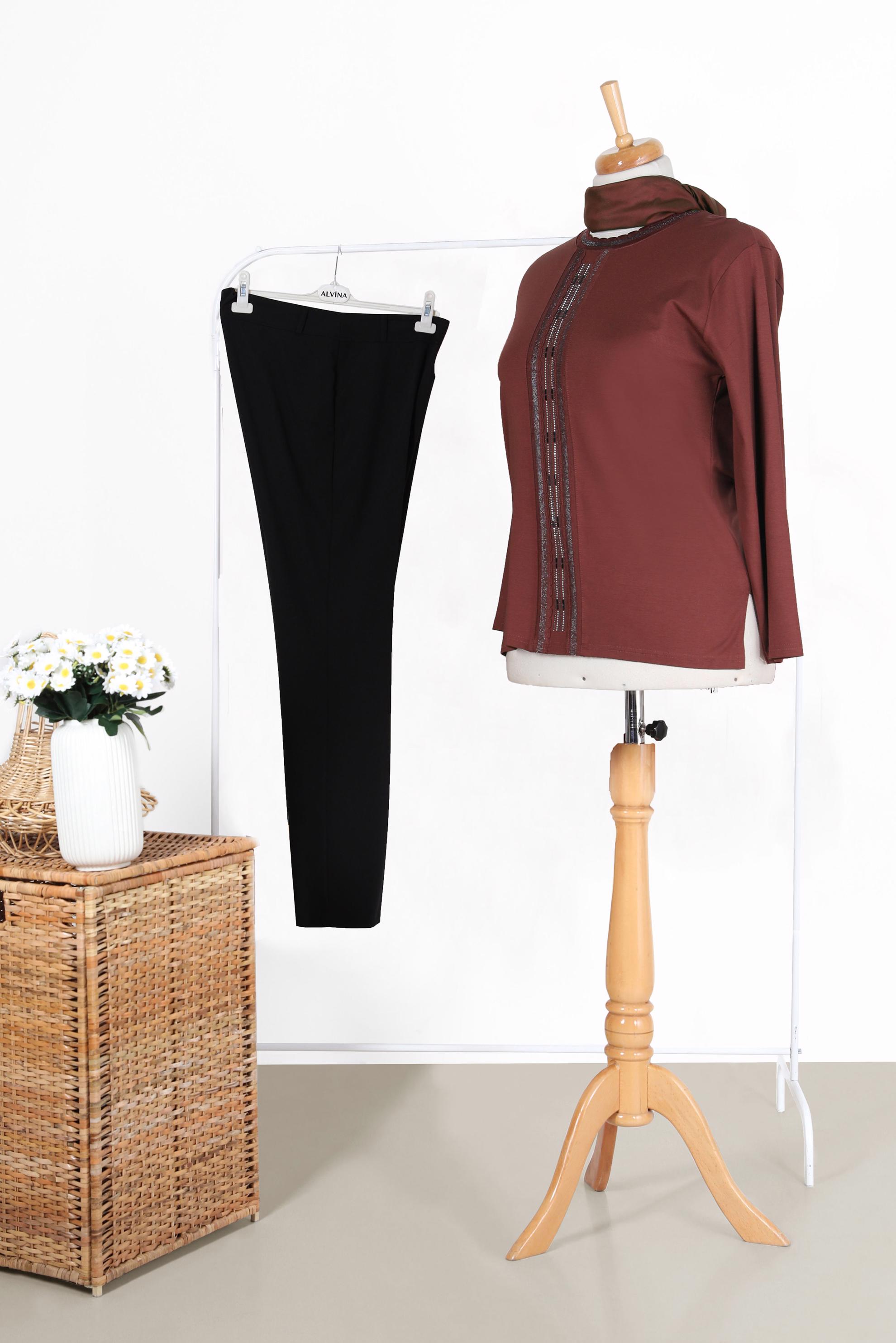 Tesettür giyim TURUNCU TAŞ BASKILI BLUZ  20153