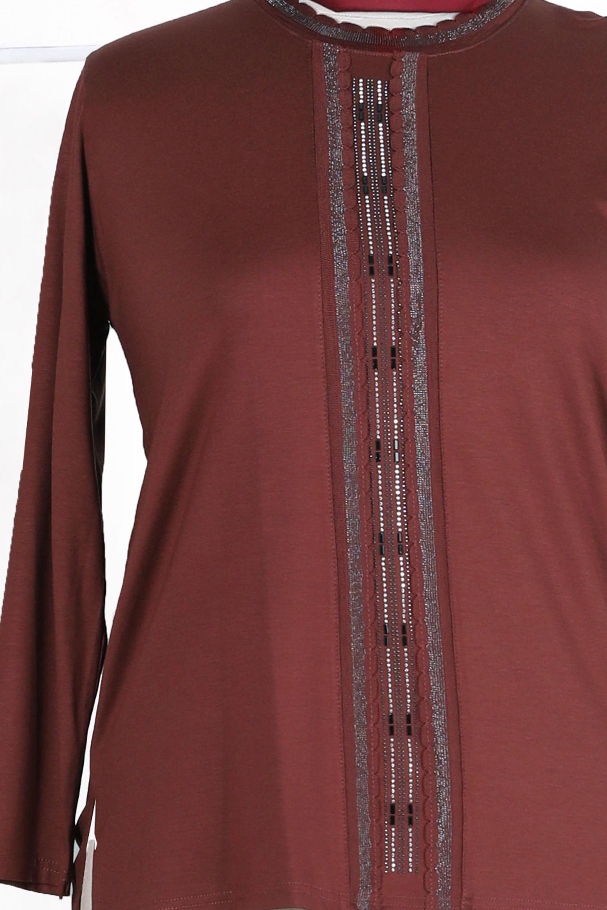 Tesettür giyim TURUNCU TAŞ BASKILI BLUZ  20153