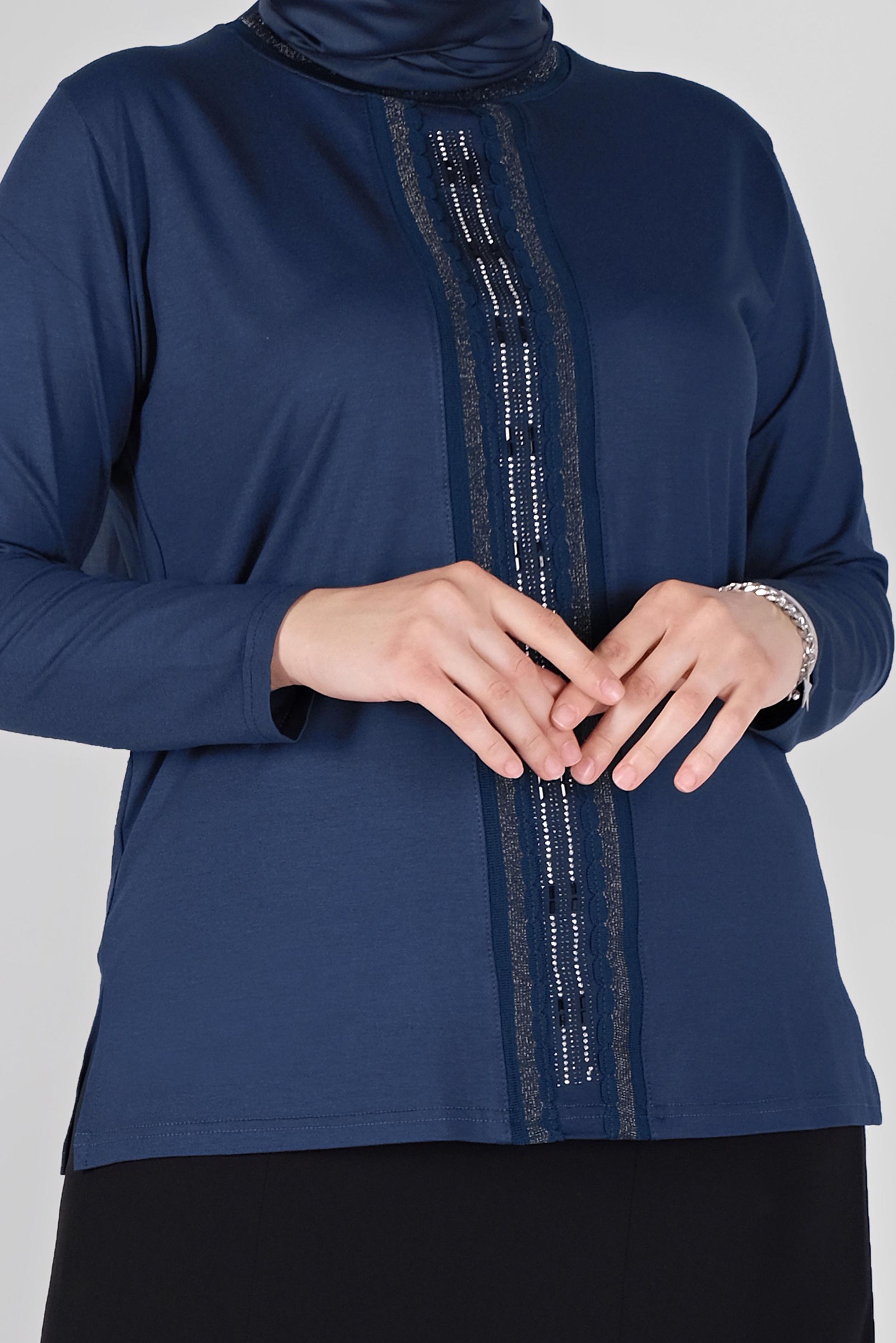 Tesettür giyim LACİVERT TAŞ BASKILI BLUZ  20153