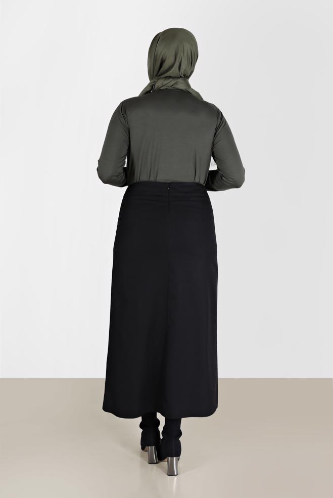 Vêtements hijab KAKI BLOUSE IMPRIMÉ PIERRE 20153 - ALVİNA