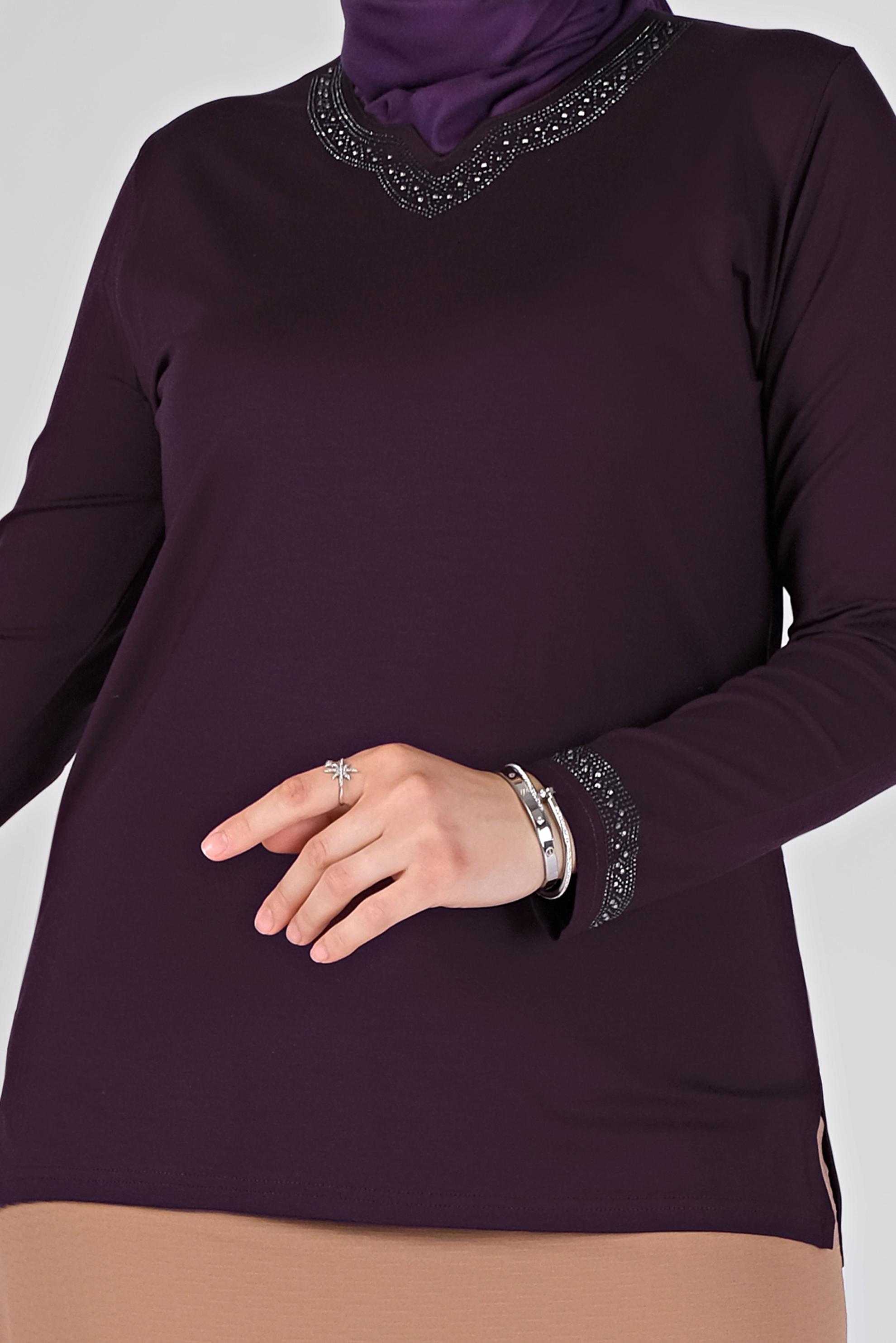 Tesettür giyim MOR ÖRME VİSKON BLUZ 20155 