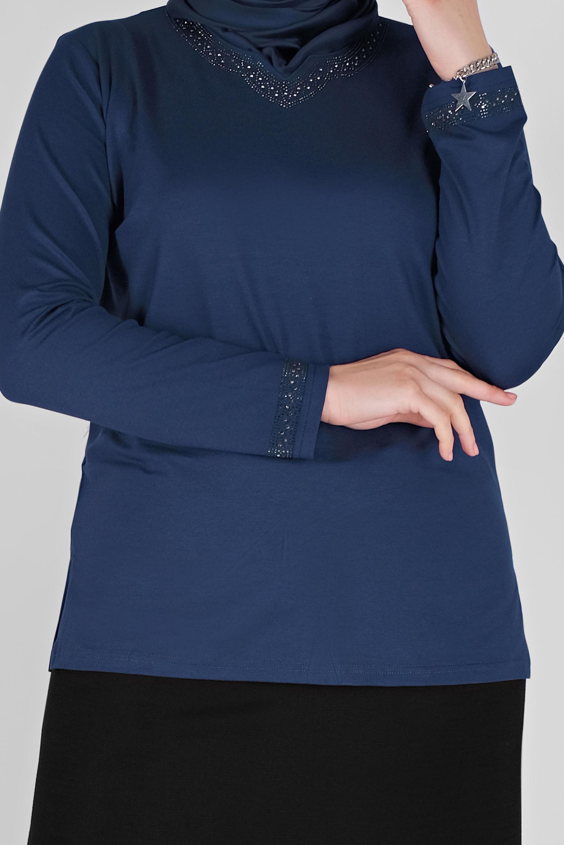 Tesettür giyim LACİVERT ÖRME VİSKON BLUZ 20155 