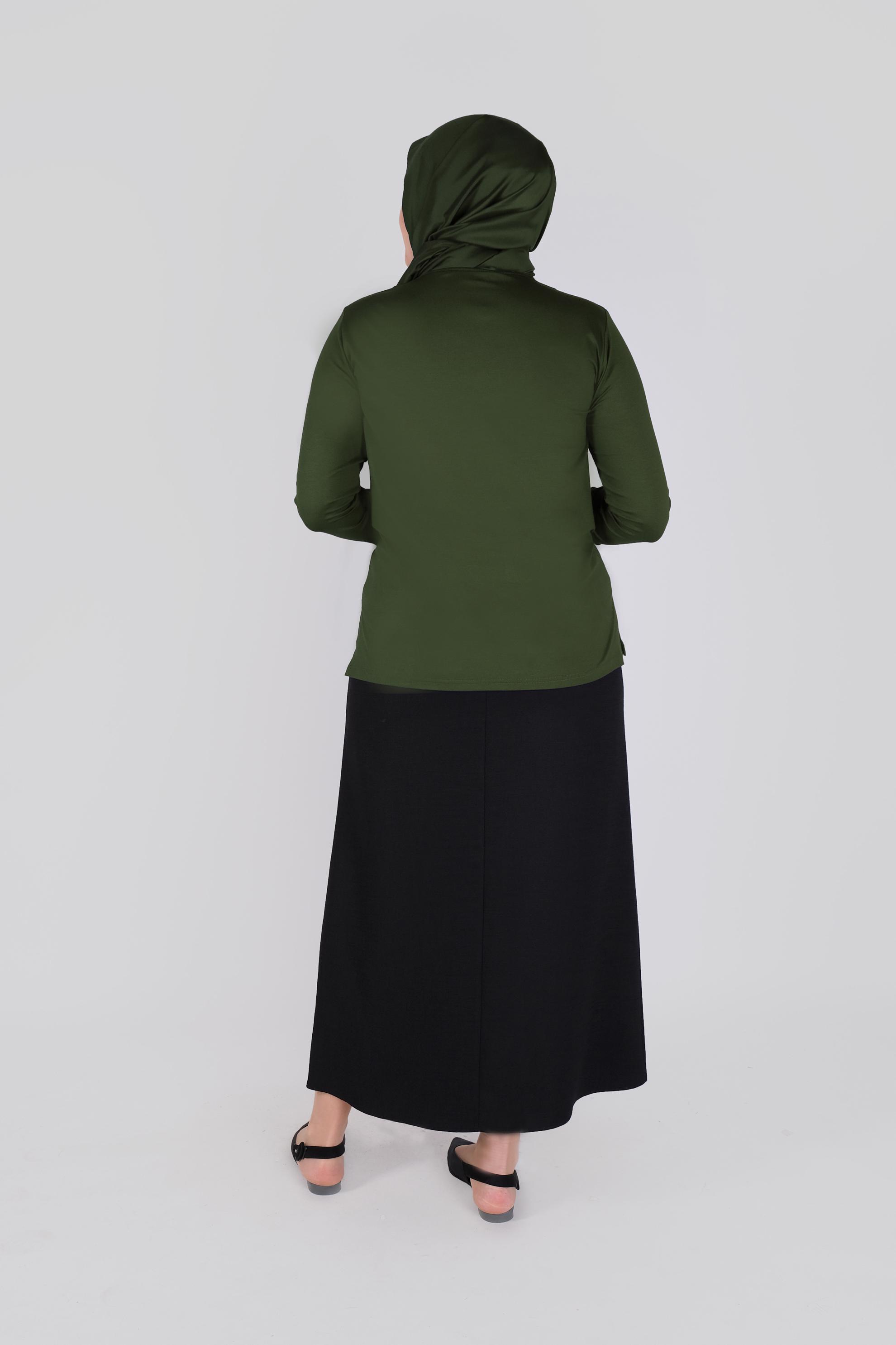 Tesettür giyim HAKİ ÖRME VİSKON BLUZ 20155 