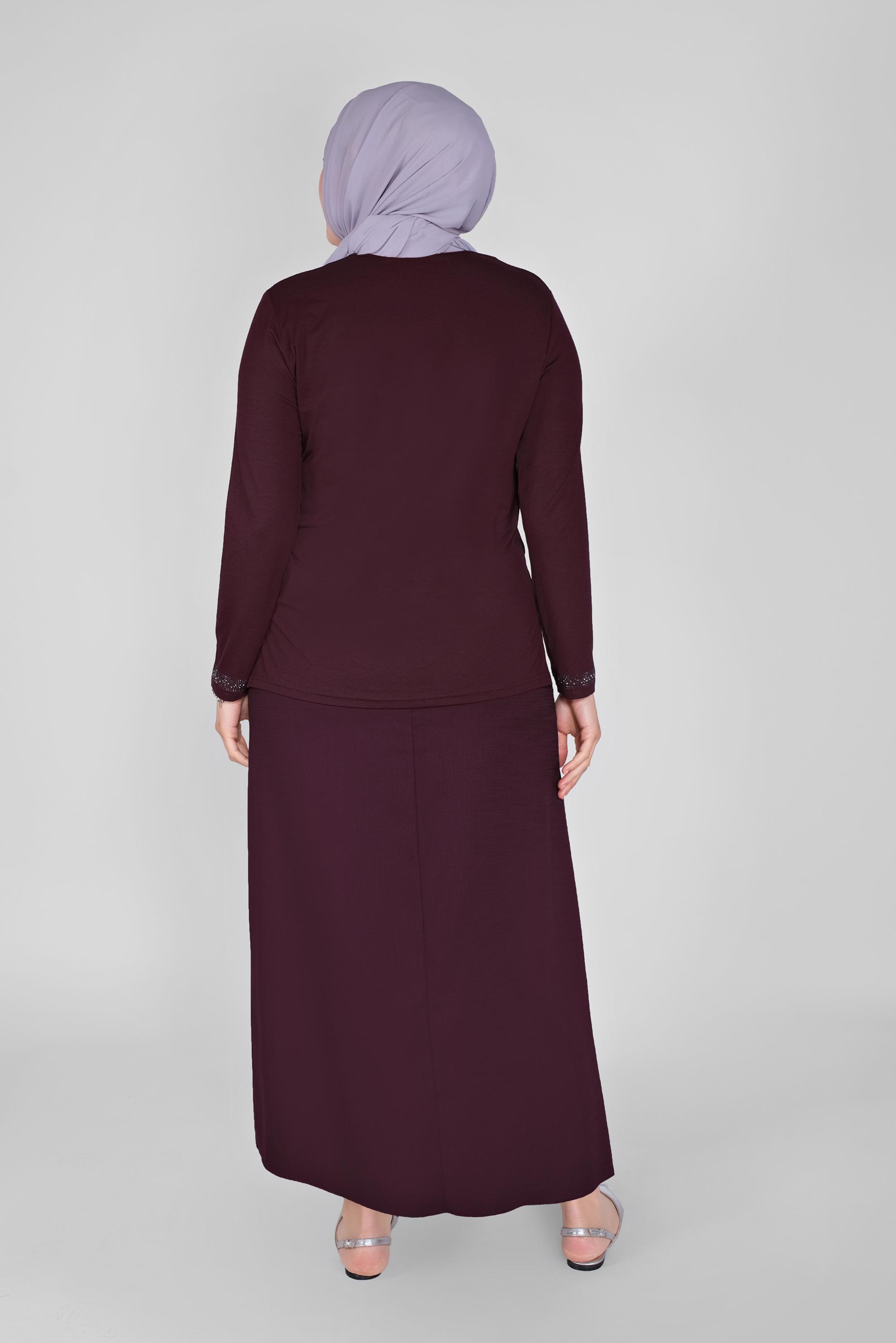 Tesettür giyim BORDO ÖRME VİSKON BLUZ 20155 