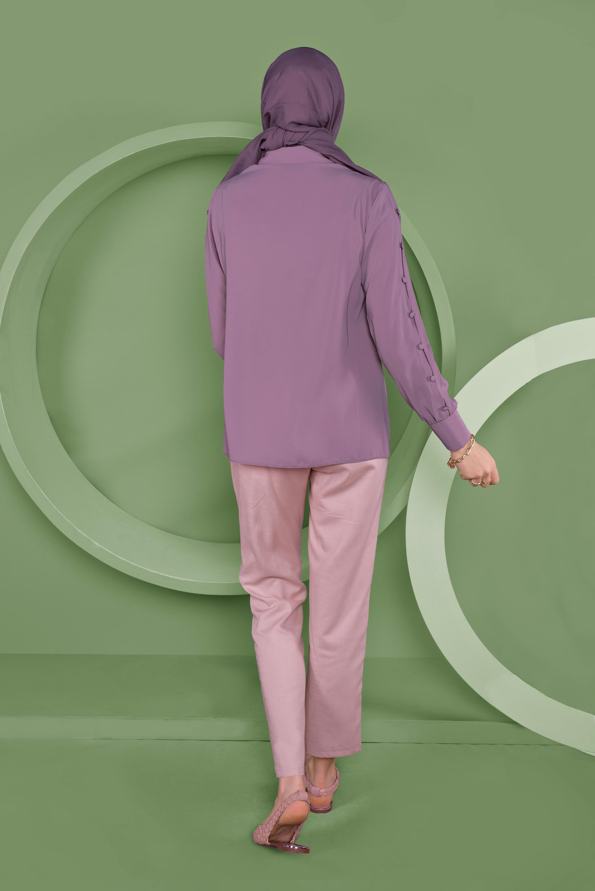 Tesettür giyim MOR KOLLARI DÜĞME DETAYLI BLUZ 41263