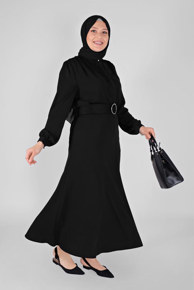 Tesettür giyim SİYAH GÜPÜR DETAYLI BLUZ 41471  - ALVİNA