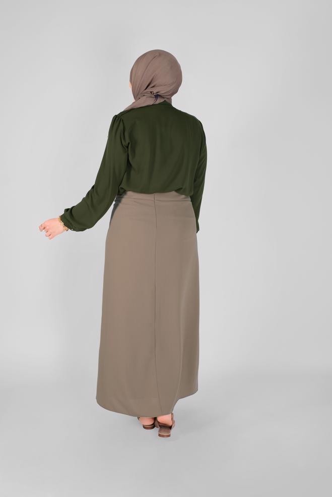 Vêtements hijab KAKI BLOUSE DÉTAILLÉE GUİPURE 41471  - ALVİNA