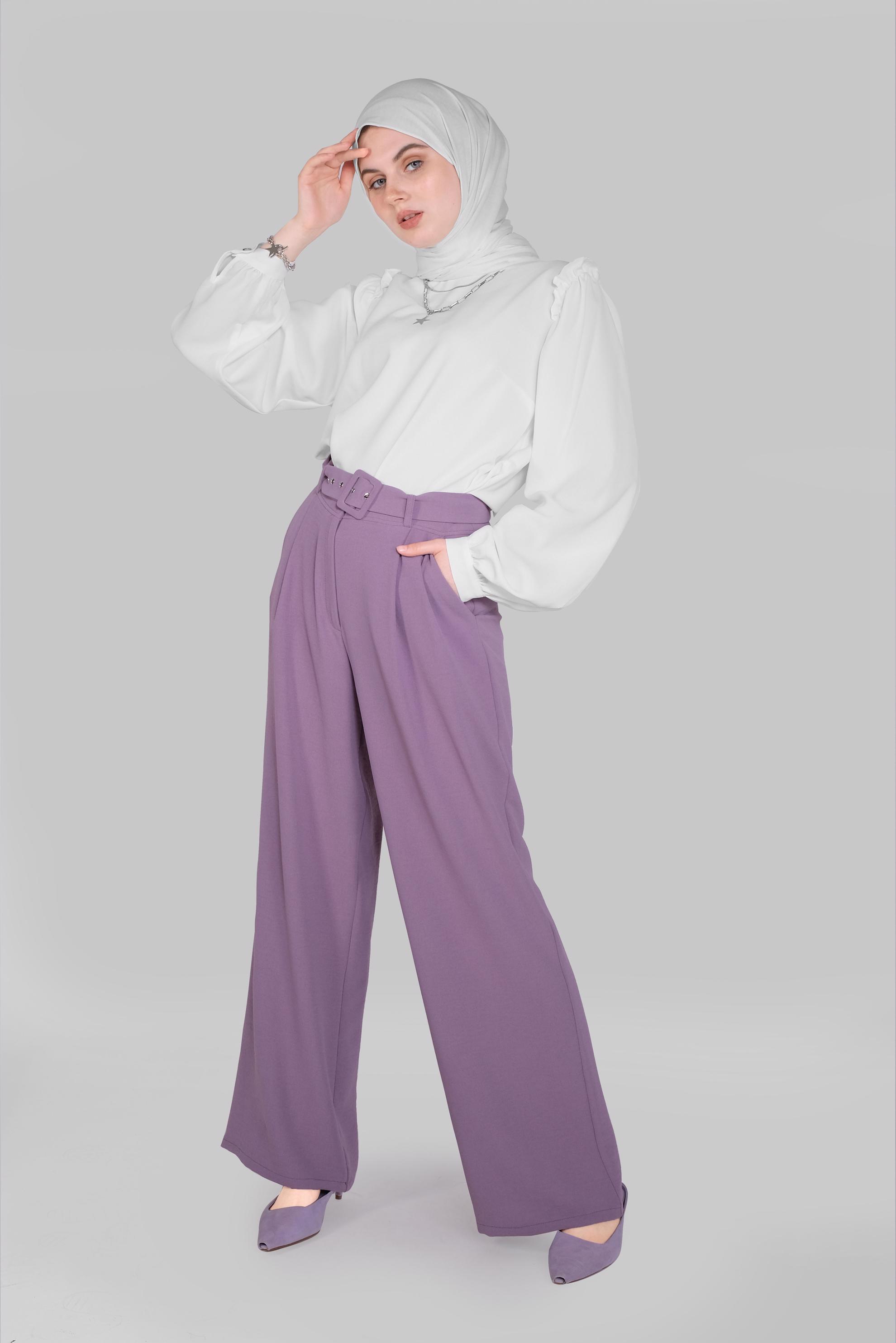 Tesettür giyim BEYAZ OMUZLARI FIRFIR DETAYLI BLUZ 41588 