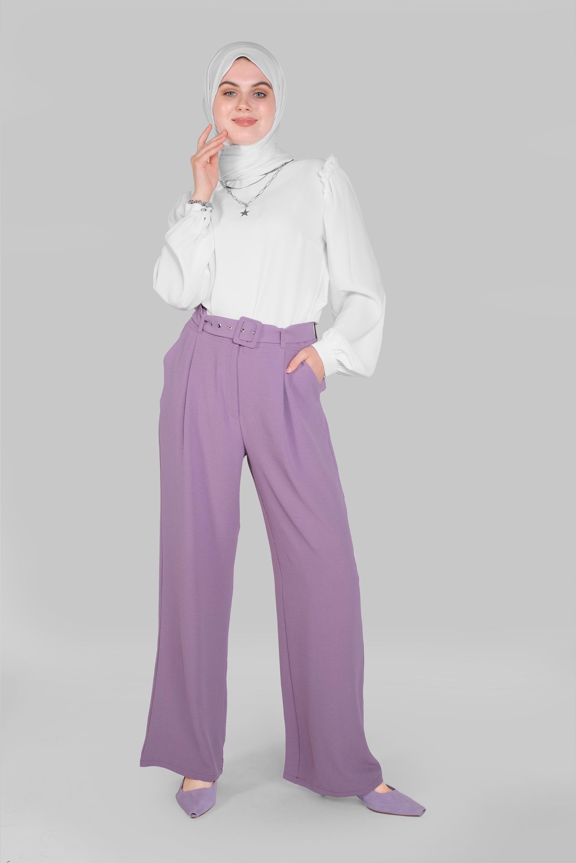 Tesettür giyim BEYAZ OMUZLARI FIRFIR DETAYLI BLUZ 41588 