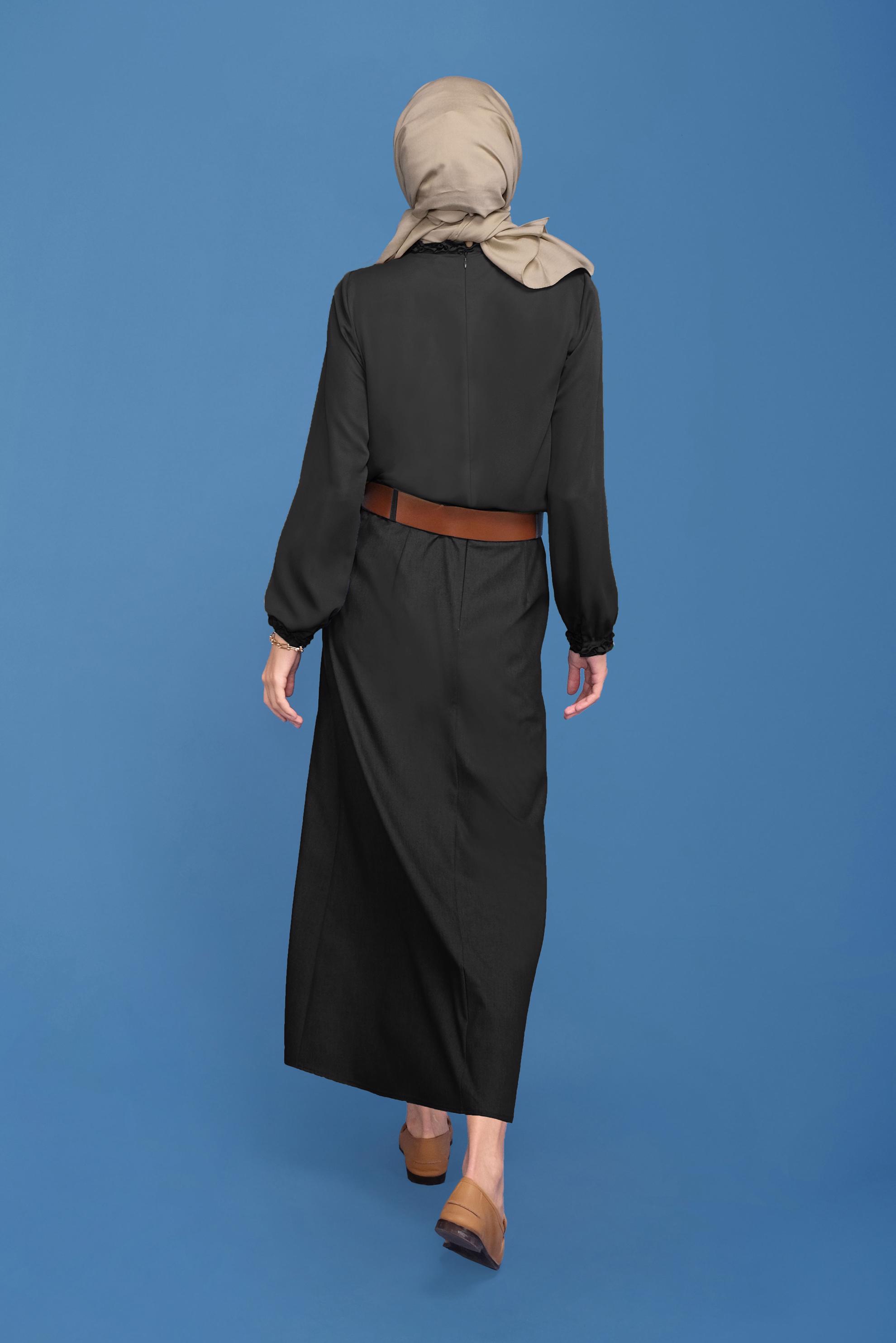 Tesettür giyim SİYAH FIRFIR DETAYLI BLUZ 41589