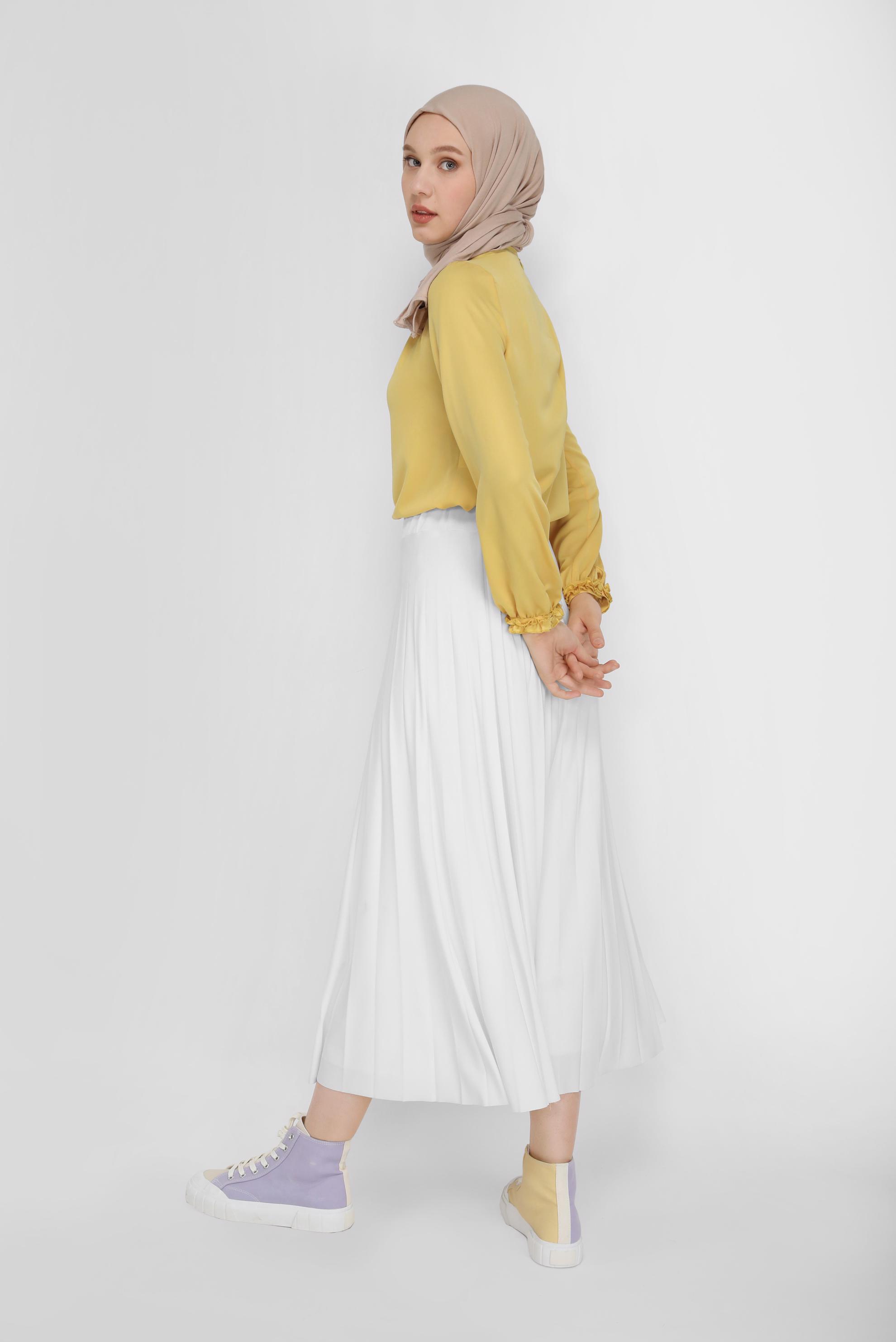 Tesettür giyim SARI FIRFIR DETAYLI BLUZ 41589