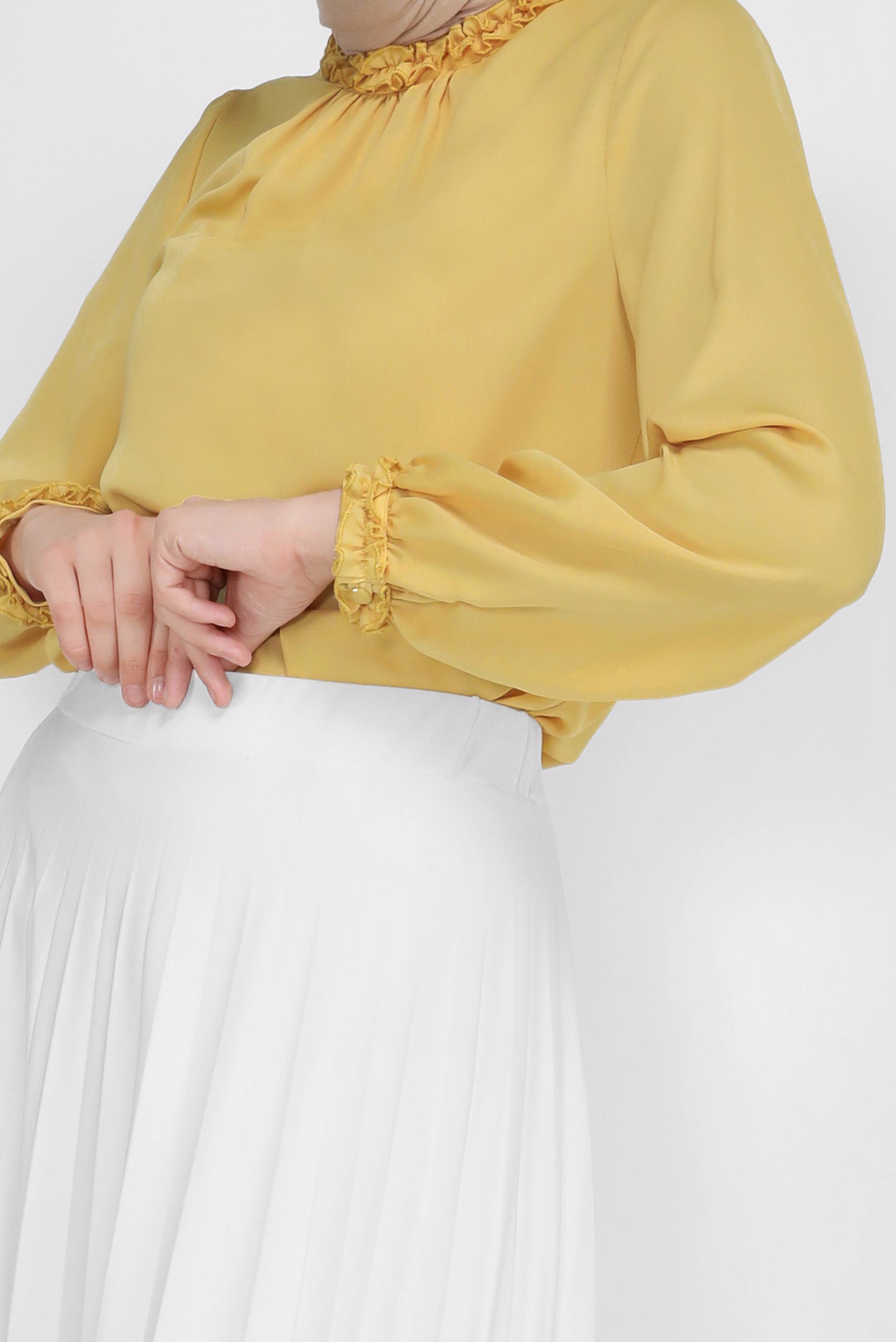 Tesettür giyim SARI FIRFIR DETAYLI BLUZ 41589